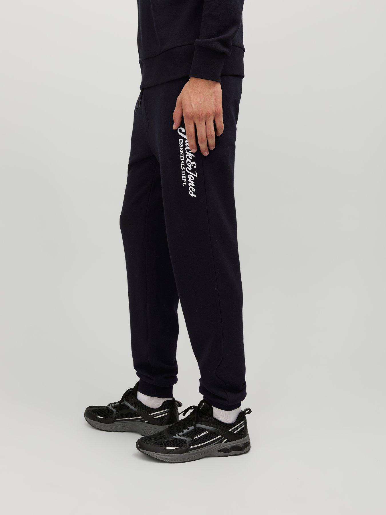 Image 4 of 6 of Jack & Jones Gordon Beau Script Logo Joggers - Black