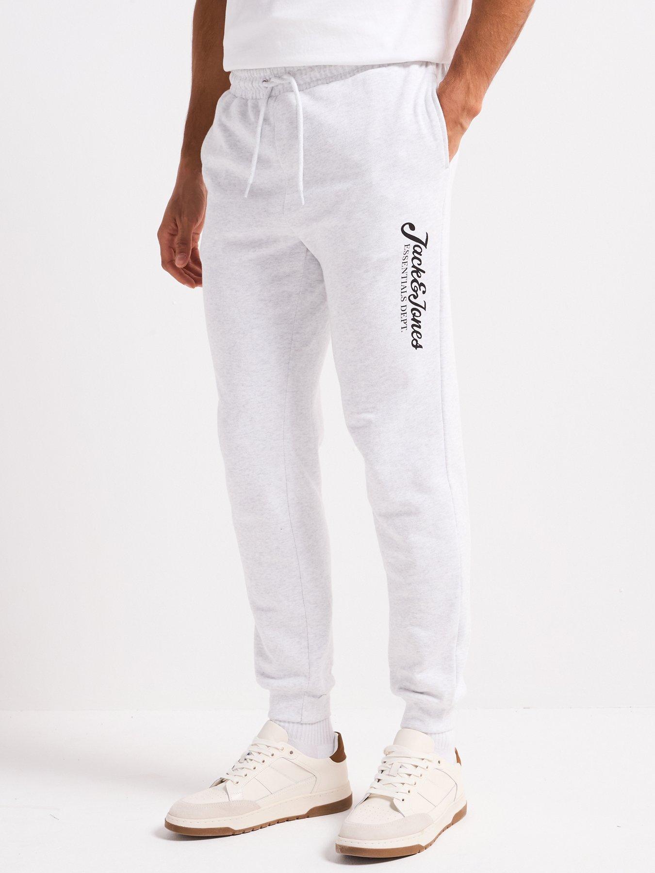 Image 1 of 5 of Jack & Jones Gordon Beau Script Logo Joggers - Light Grey