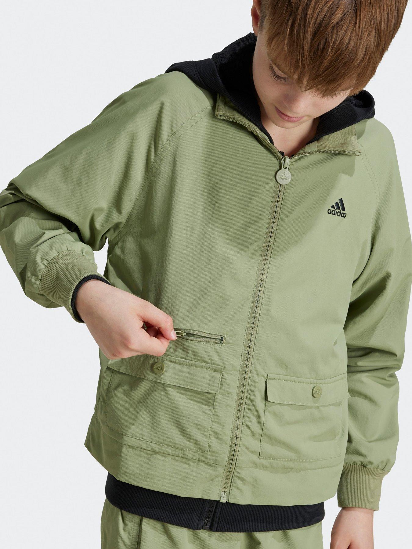  image of adidas-sportswear-kids-street-jam-woven-cargo-jacket-green