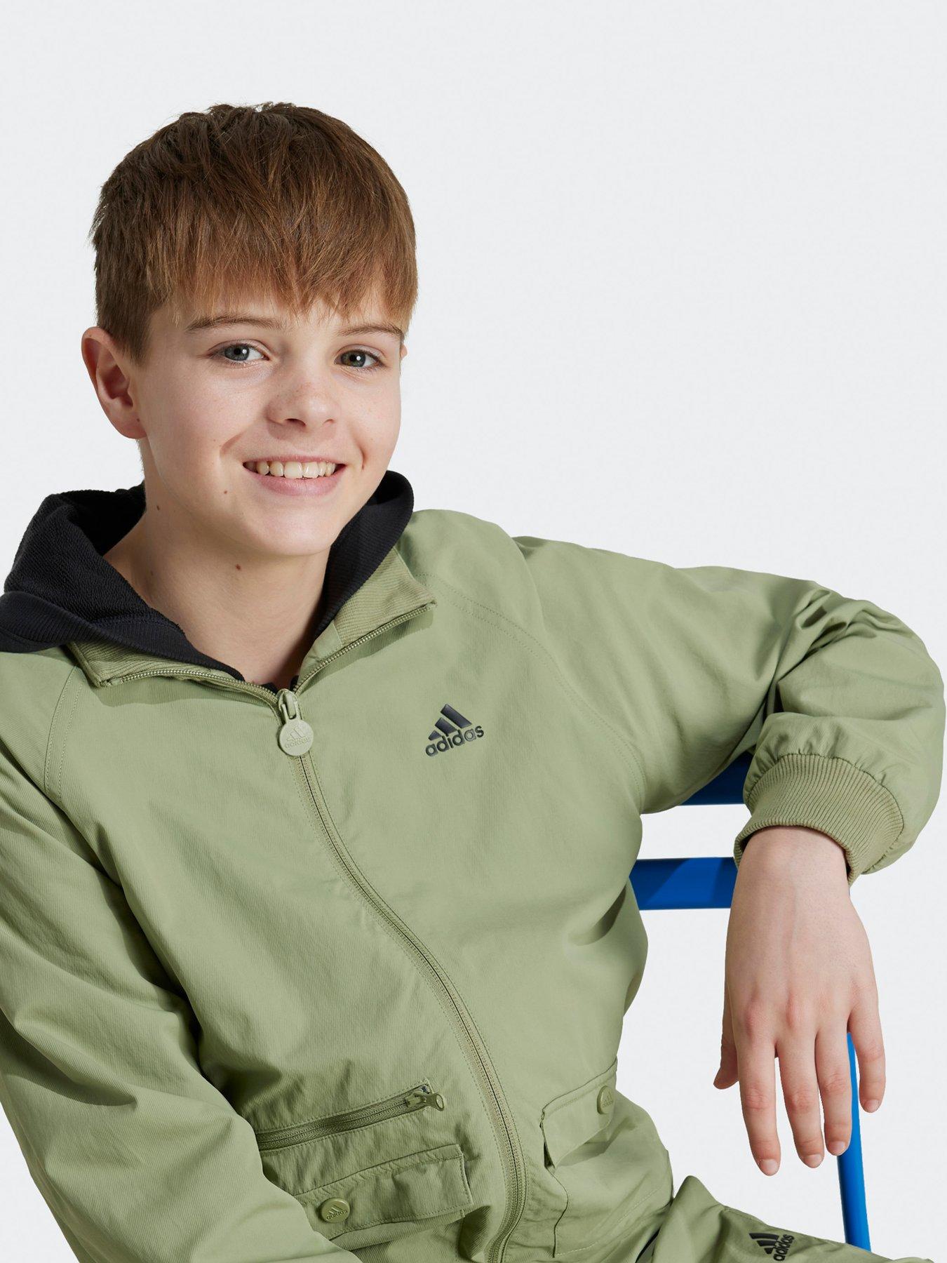  image of adidas-sportswear-kids-street-jam-woven-cargo-jacket-green