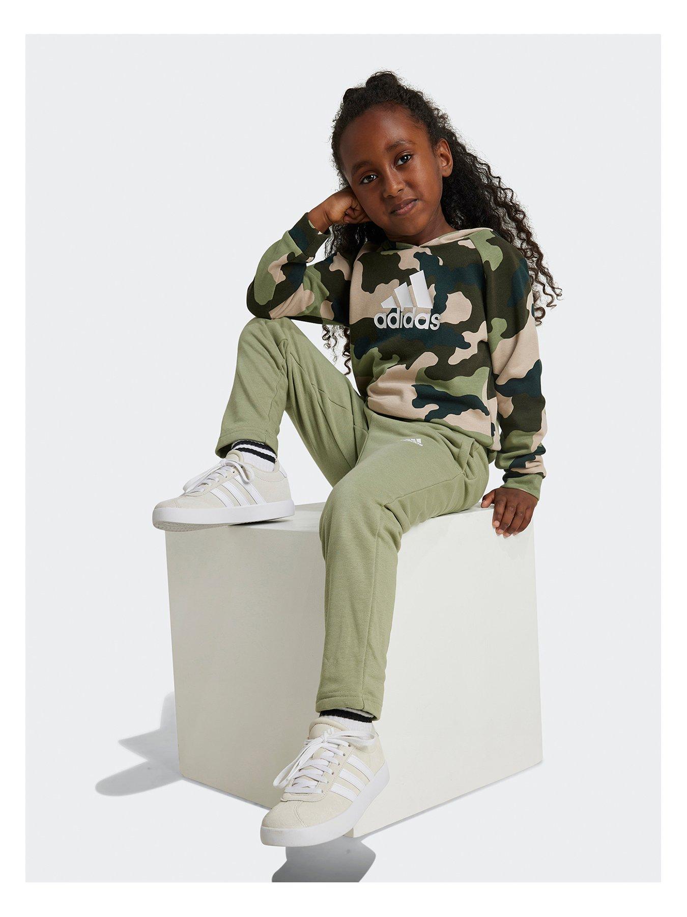  image of adidas-sportswear-kids-essentials-allover-print-hoodie-set-green