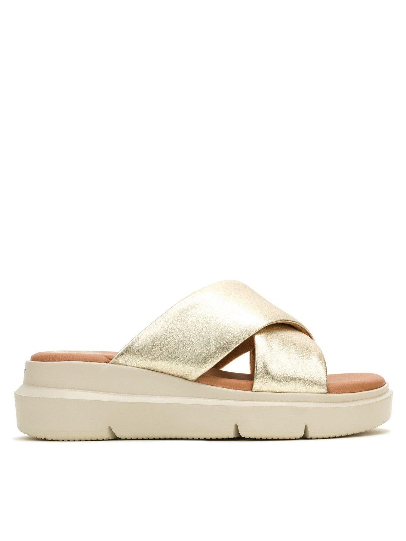 Hush Puppies Uplift Crossover Leather Slide - Champagne