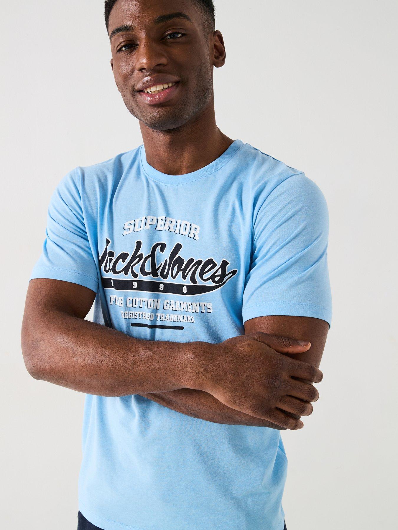  image of jack-jones-logo-t-shirt-light-blue