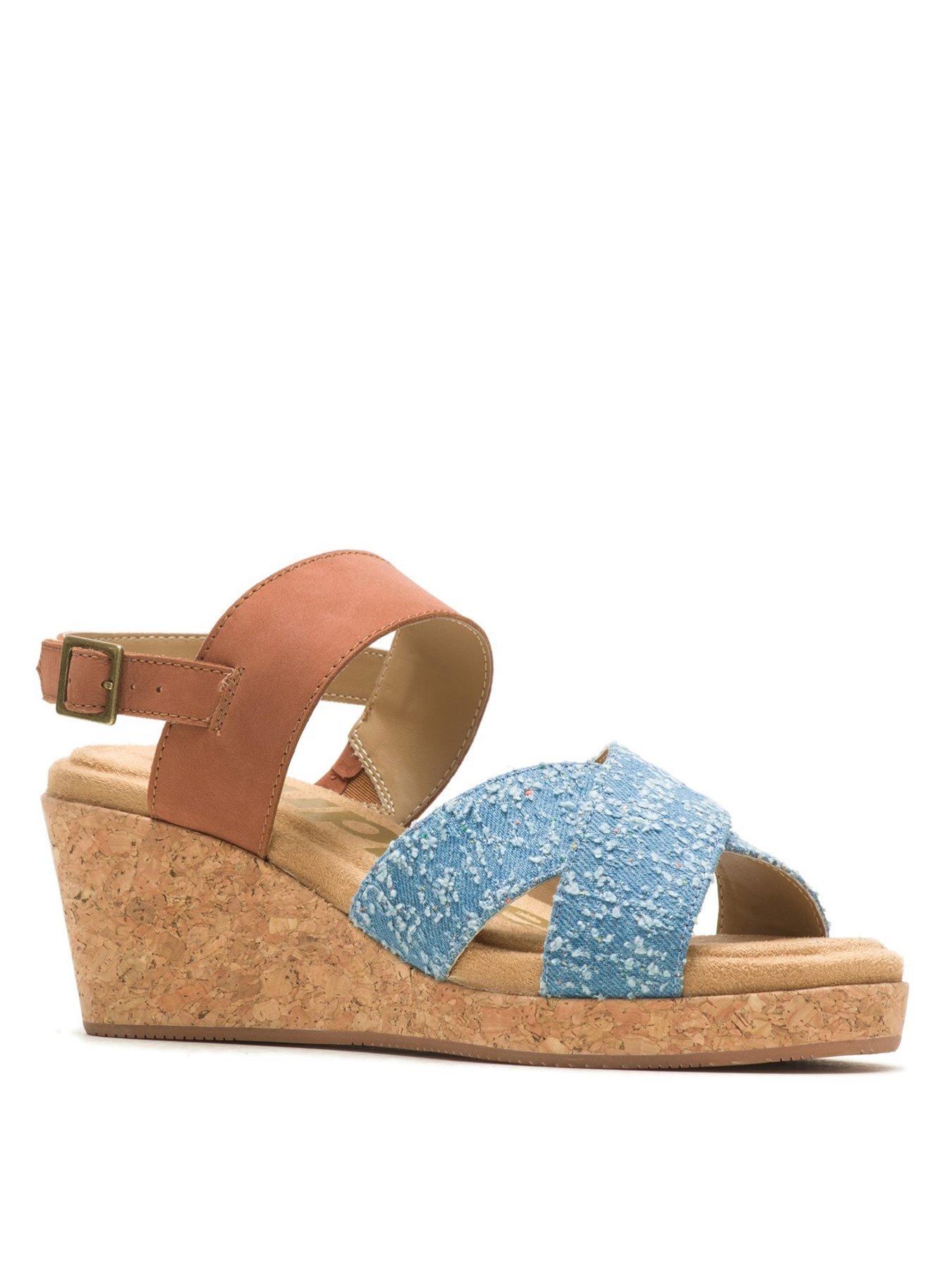 image of hush-puppies-willow-cross-strap-wedge-sandal-denim