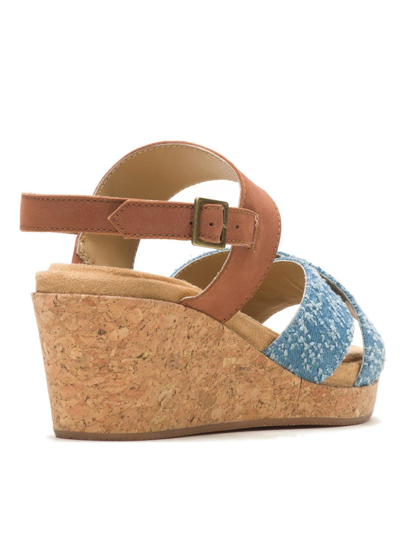  image of hush-puppies-willow-cross-strap-wedge-sandal-denim