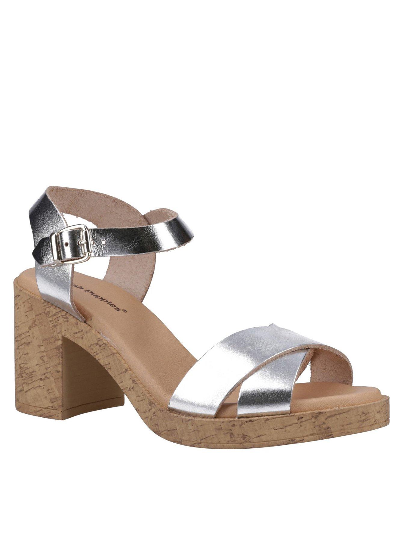  image of hush-puppies-georgia-cork-heeled-sandal-silver