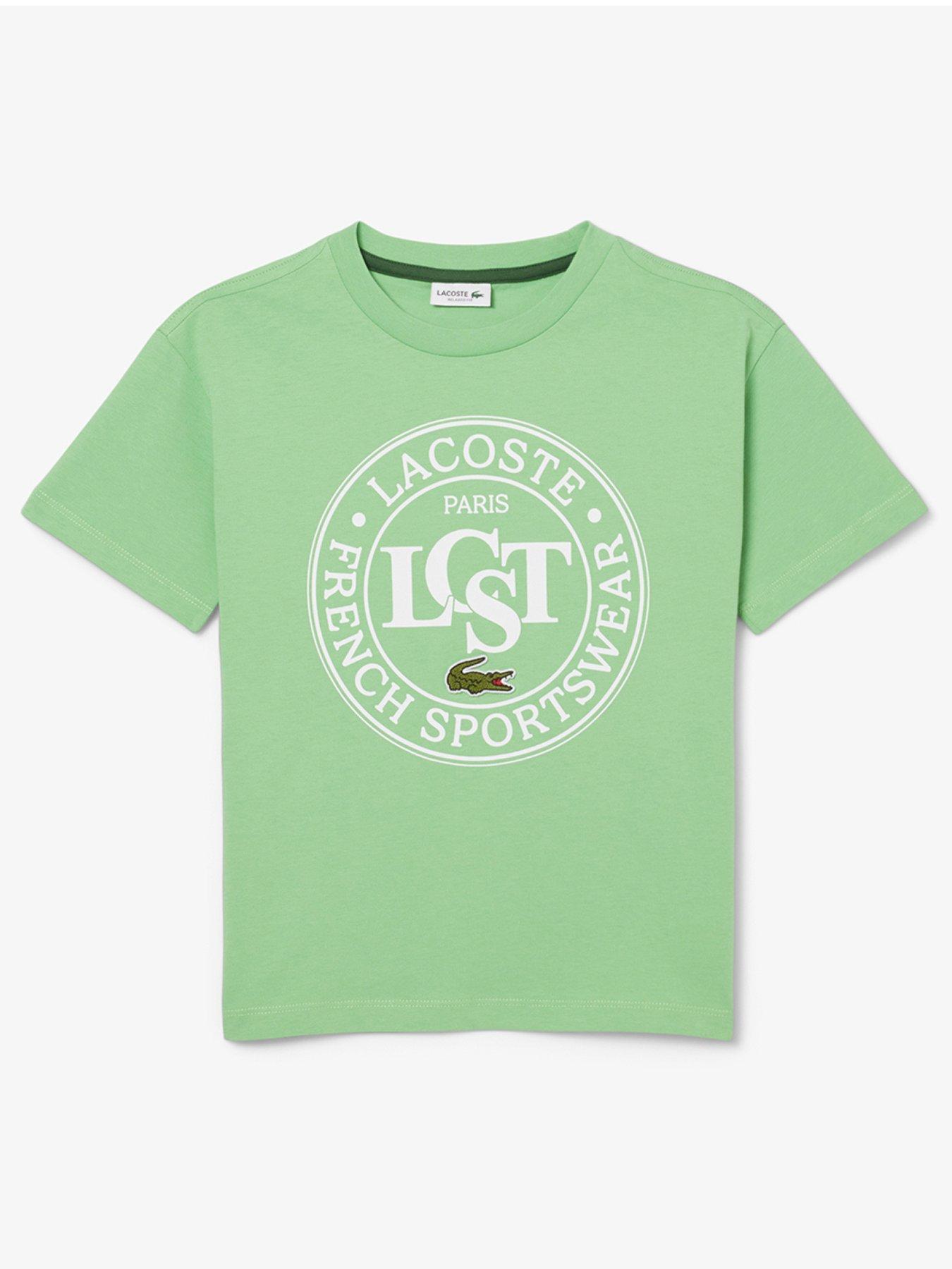  image of lacoste-kids-croc-signature-logo-short-sleeve-t-shirt-green