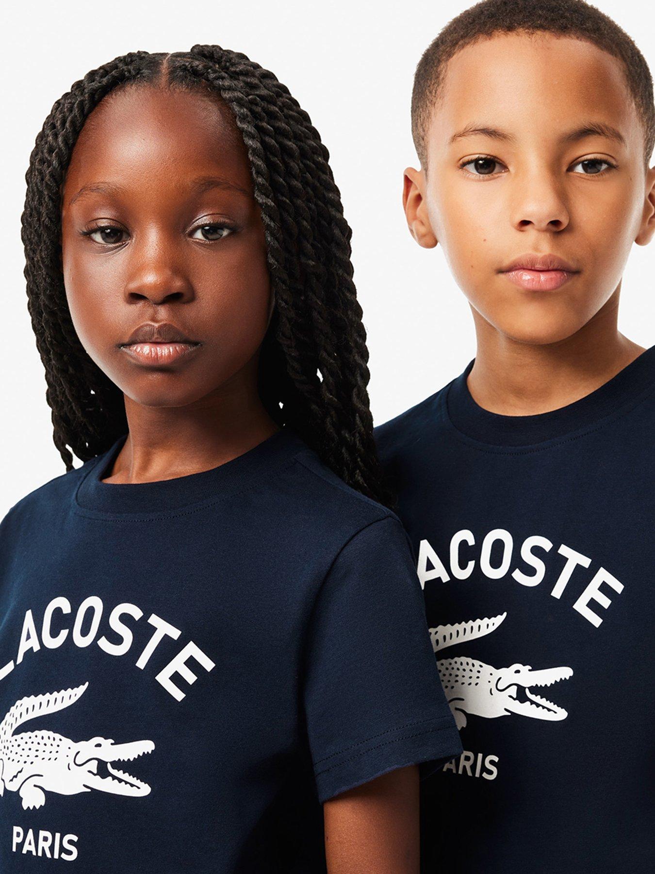 image of lacoste-kids-soft-branding-short-sleeve-t-shirt-navy