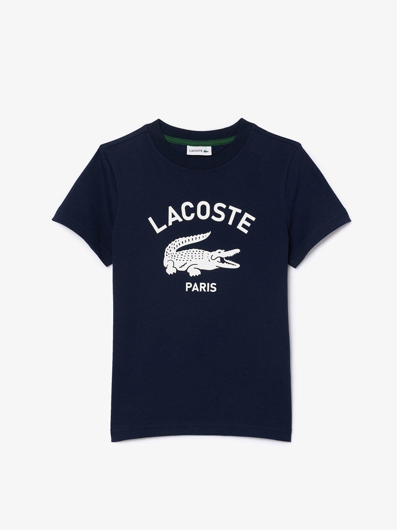  image of lacoste-kids-soft-branding-short-sleeve-t-shirt-navy