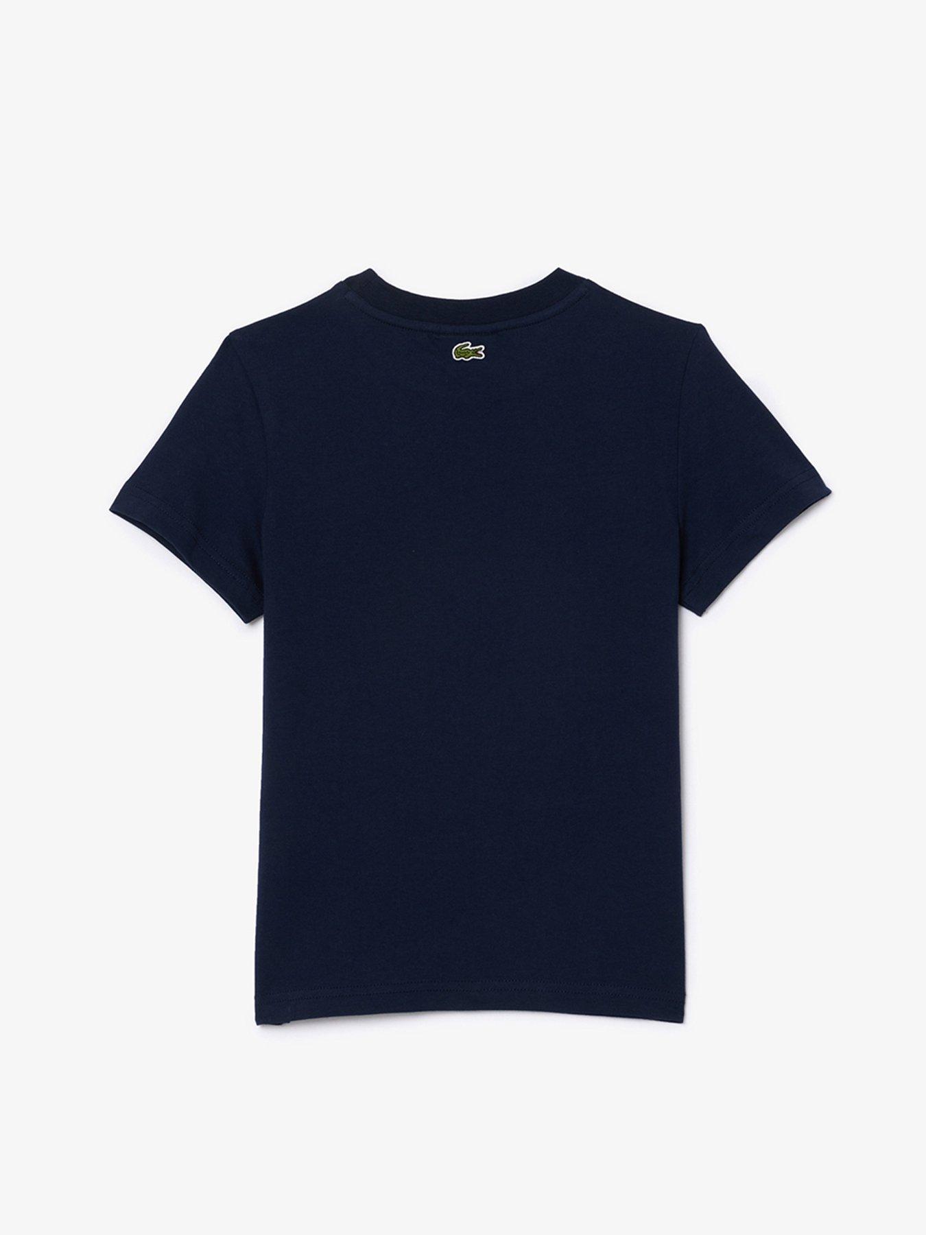  image of lacoste-kids-soft-branding-short-sleeve-t-shirt-navy