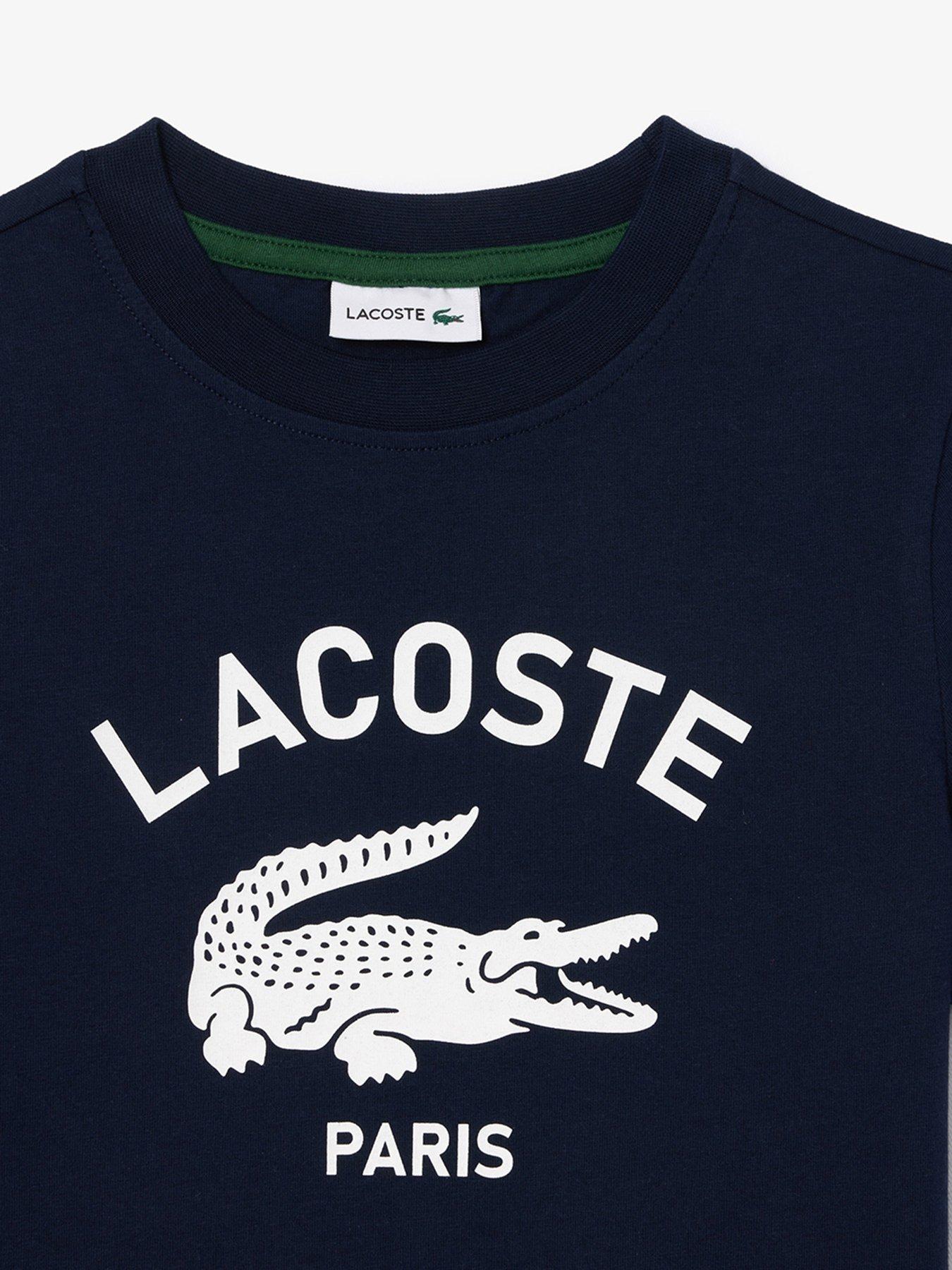  image of lacoste-kids-soft-branding-short-sleeve-t-shirt-navy