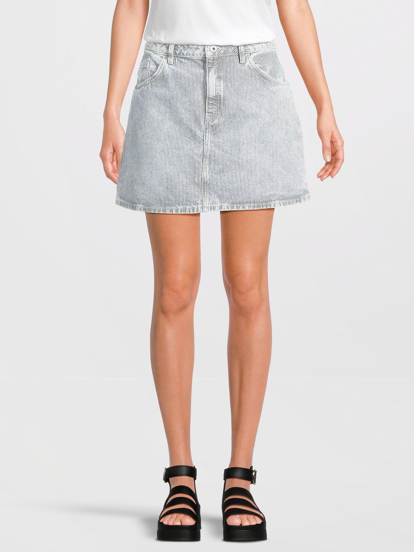 undefined Gami Stripe Denim Skirt - Bright Blue