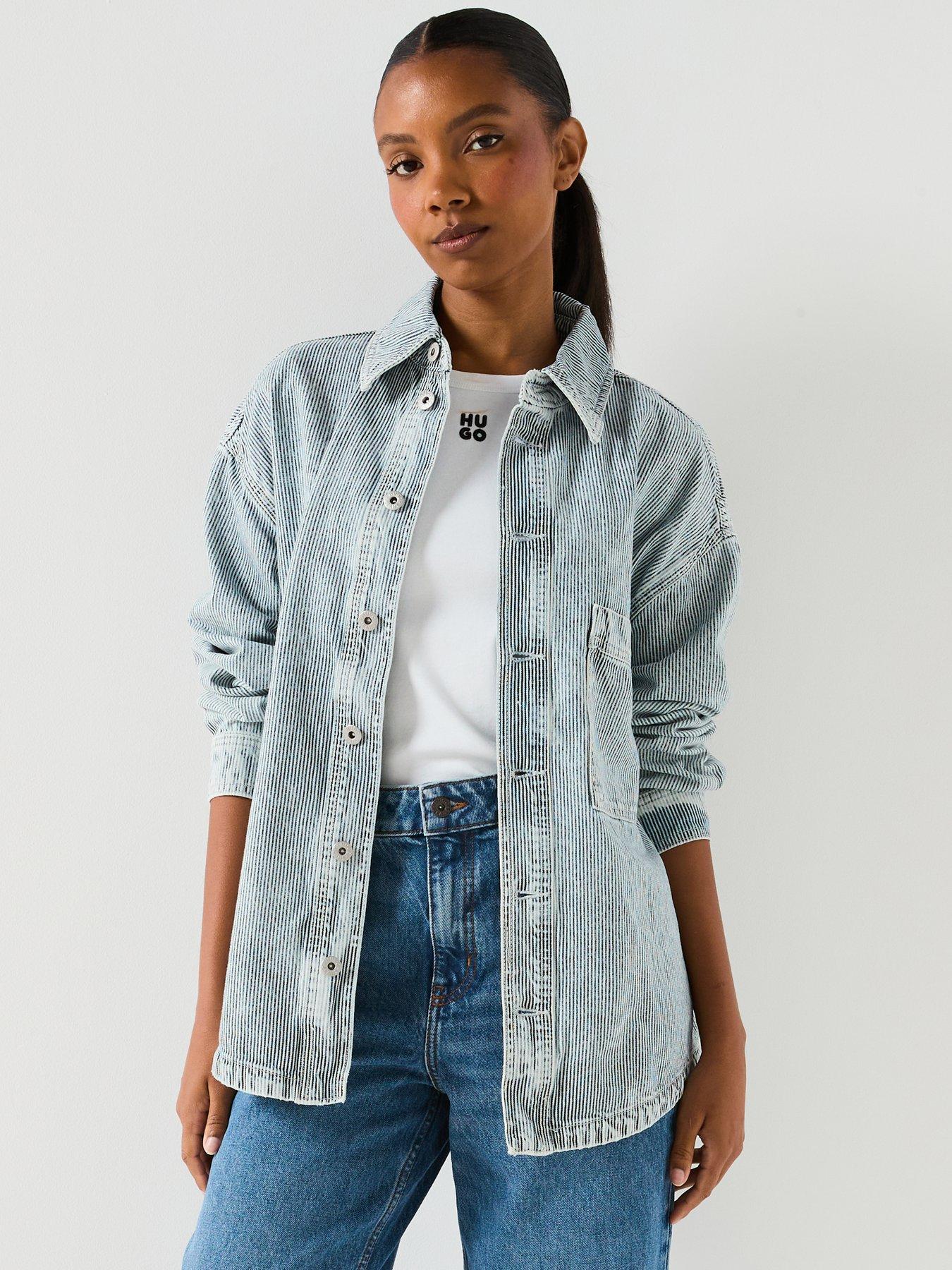 HUGO Garesa Stripe Denim Shirt - Bright Blue