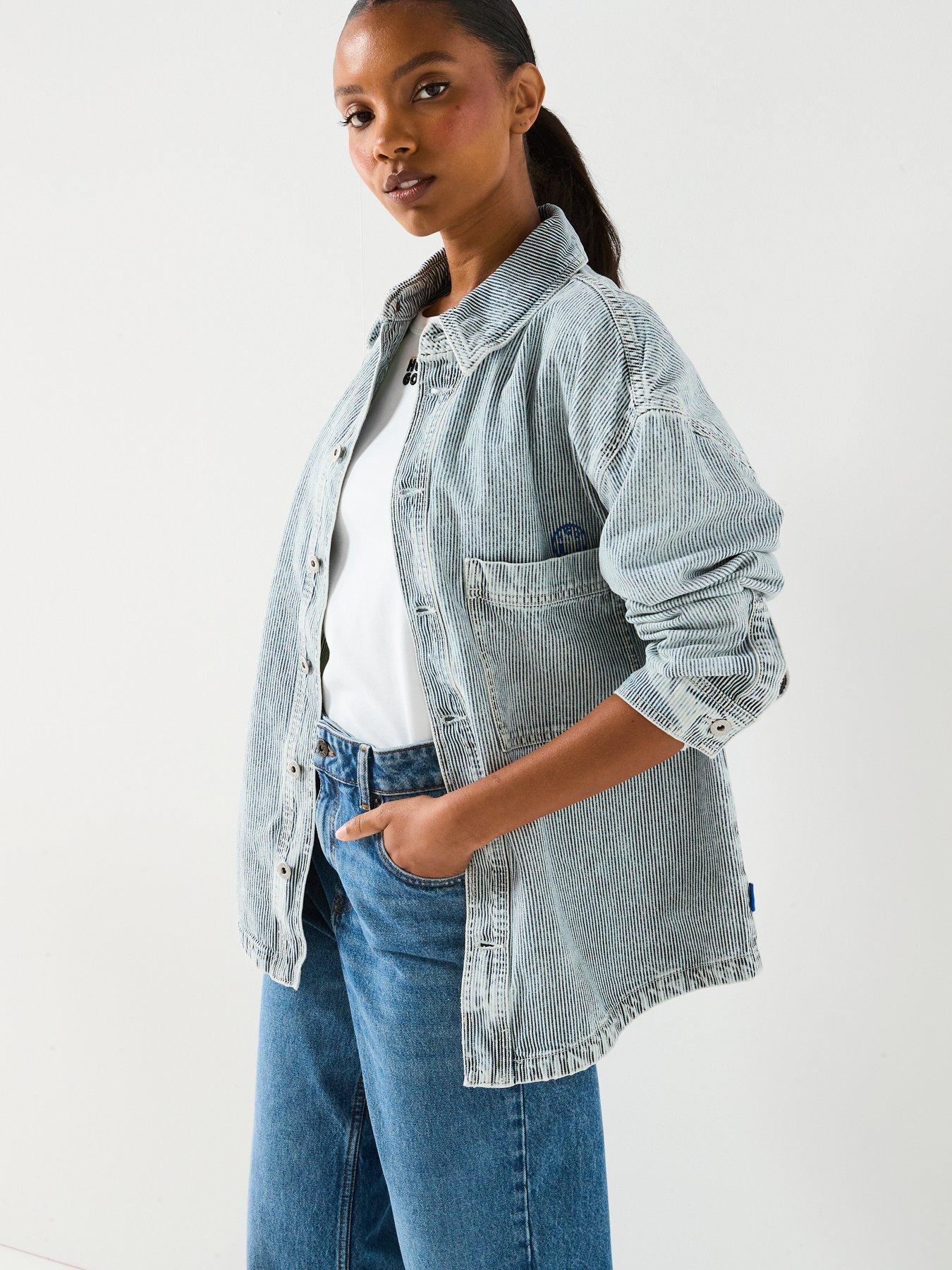 Image 6 of 6 of HUGO Garesa Stripe Denim Shirt - Bright Blue