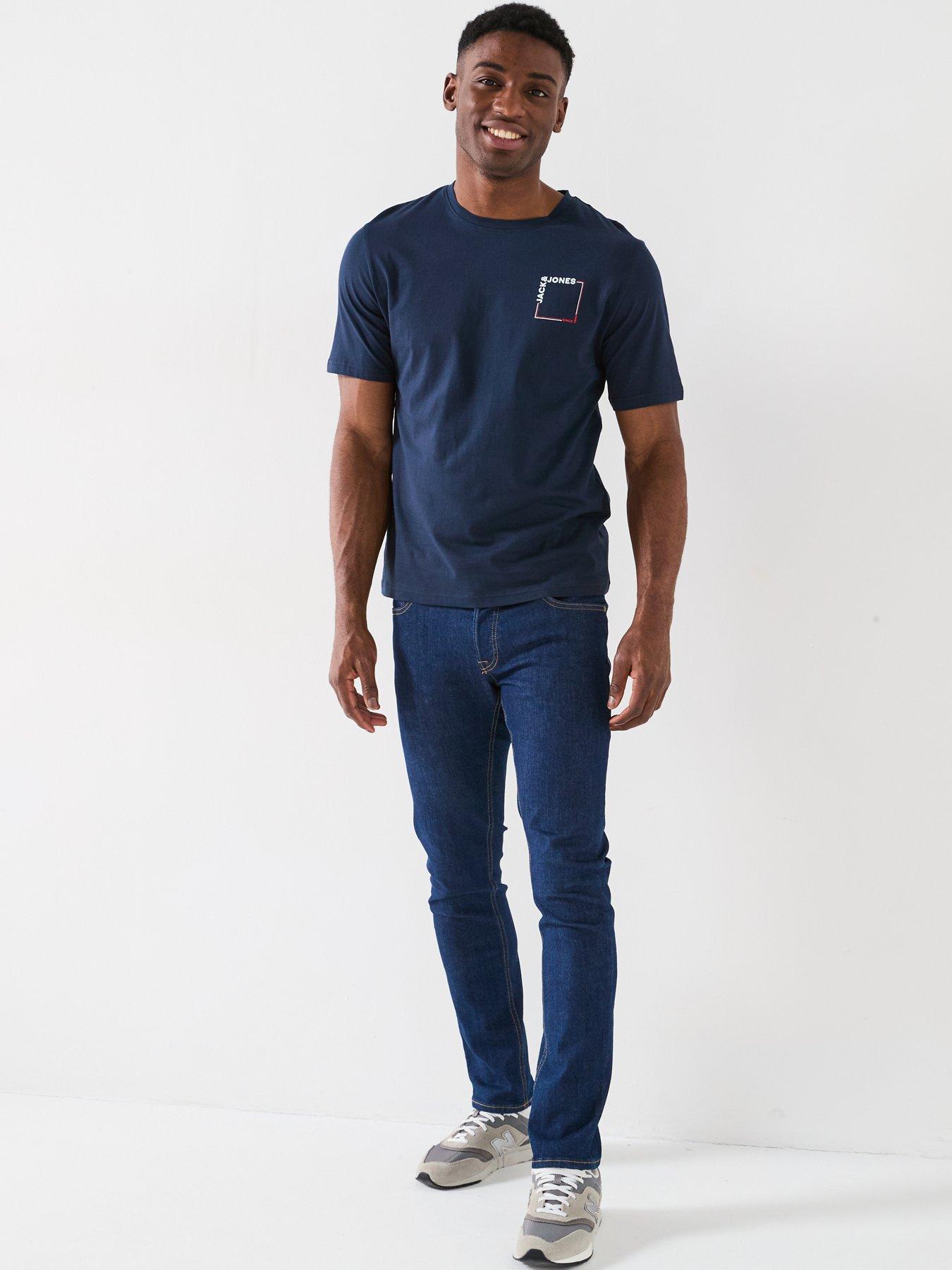  image of jack-jones-verner-square-logo-t-shirt-navy