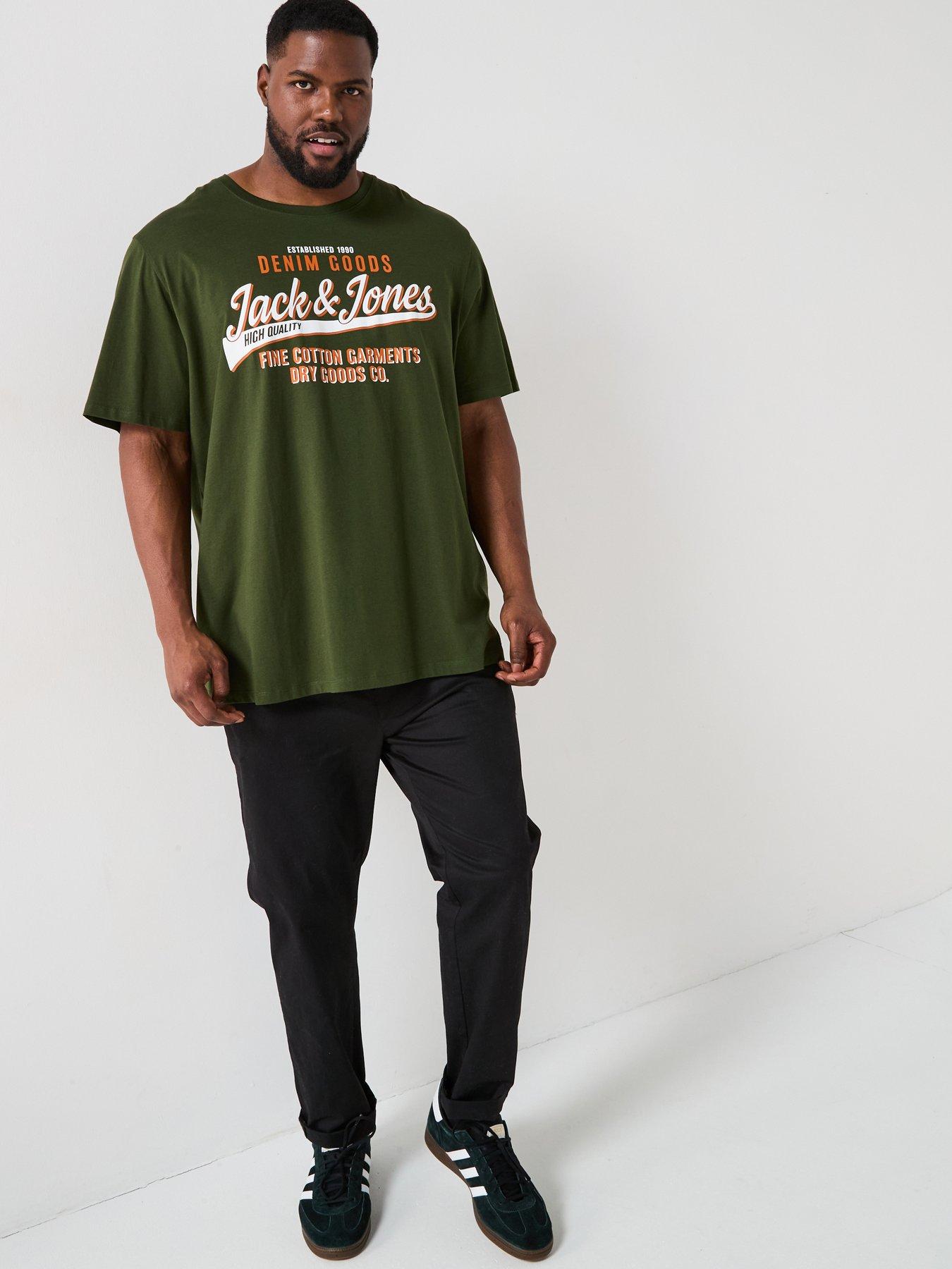Image 3 of 4 of Jack & Jones Plus Size Logo T-Shirt - Dark Green