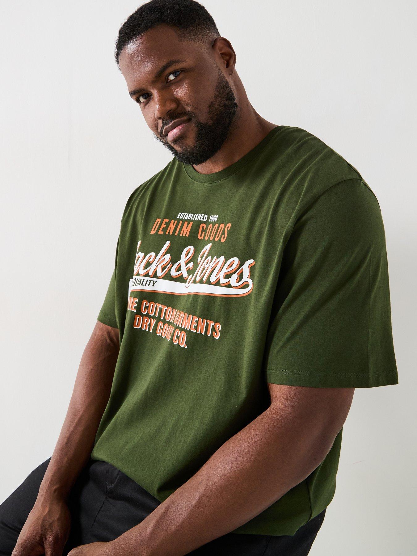 Image 4 of 4 of Jack & Jones Plus Size Logo T-Shirt - Dark Green