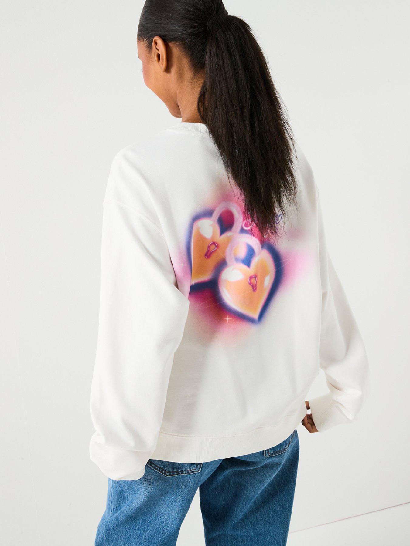 Image 1 of 5 of HUGO Oversized Crew Neck Sweatshirt - White - Natural