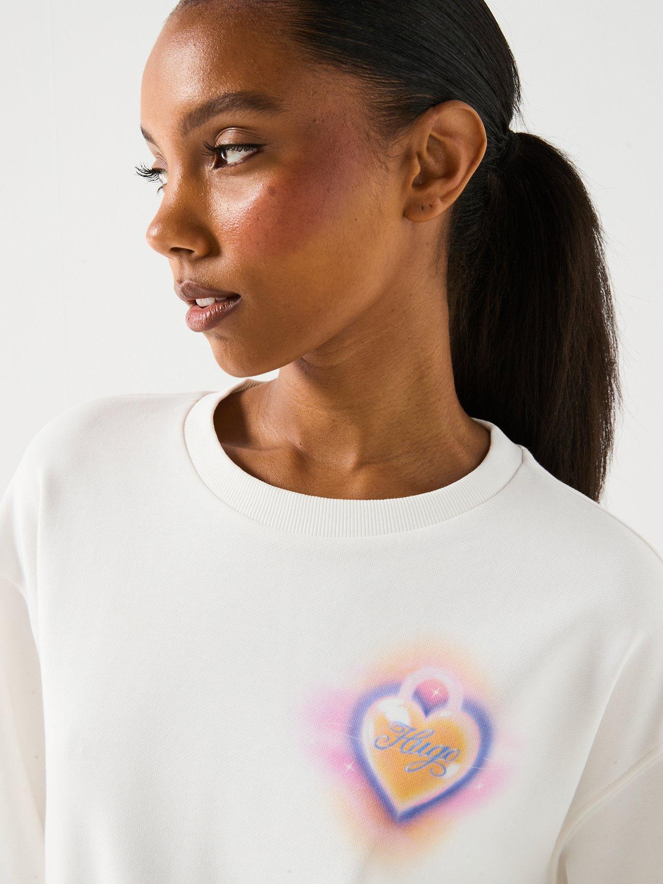 Image 3 of 5 of HUGO Oversized Crew Neck Sweatshirt - White - Natural