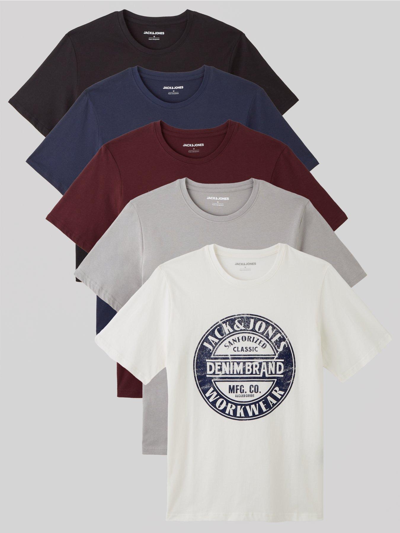 jack-jones-5-pack-of-chest-logo-t-shirts-multi