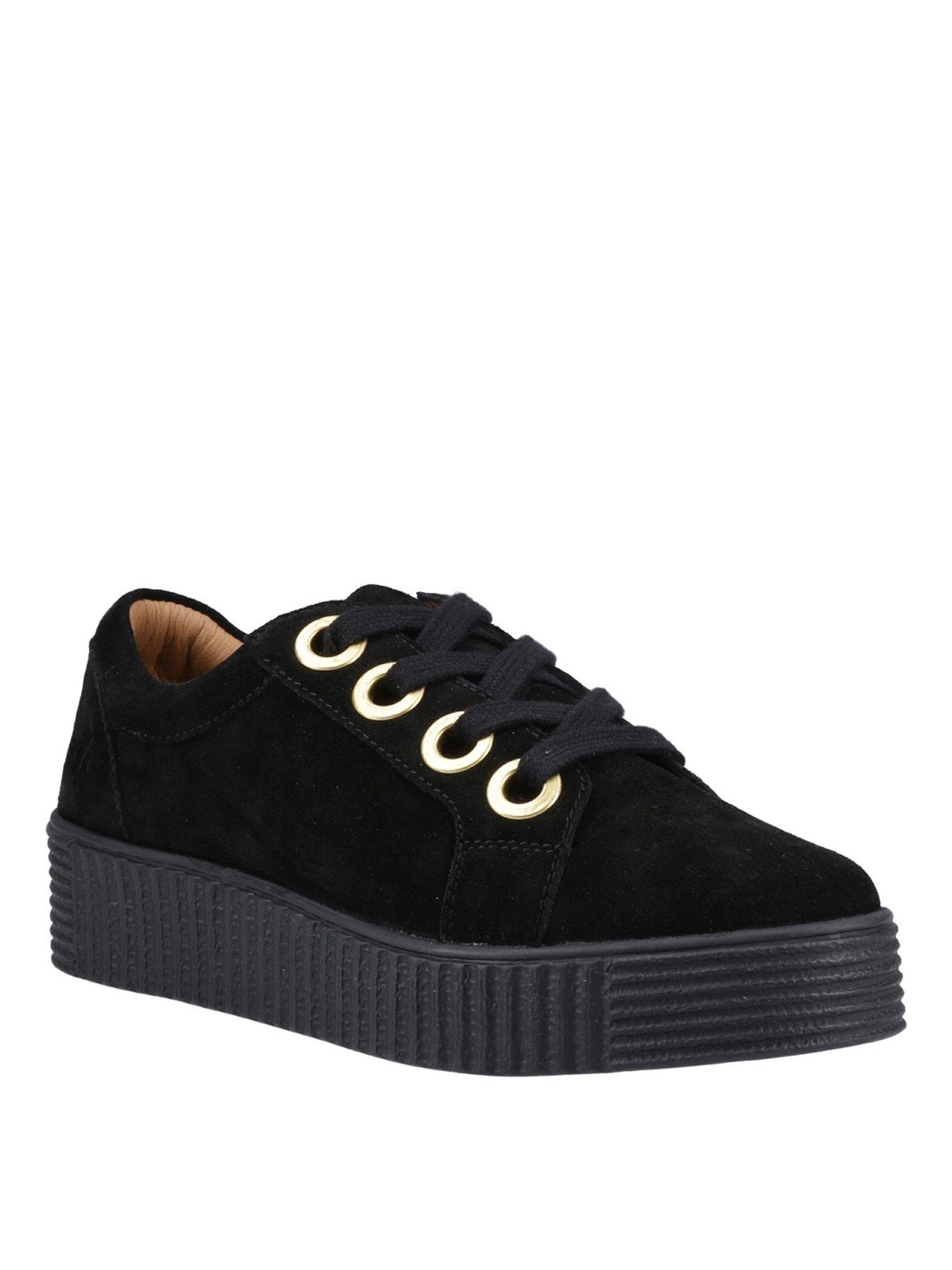  image of hush-puppies-tamsin-suede-trainer-black