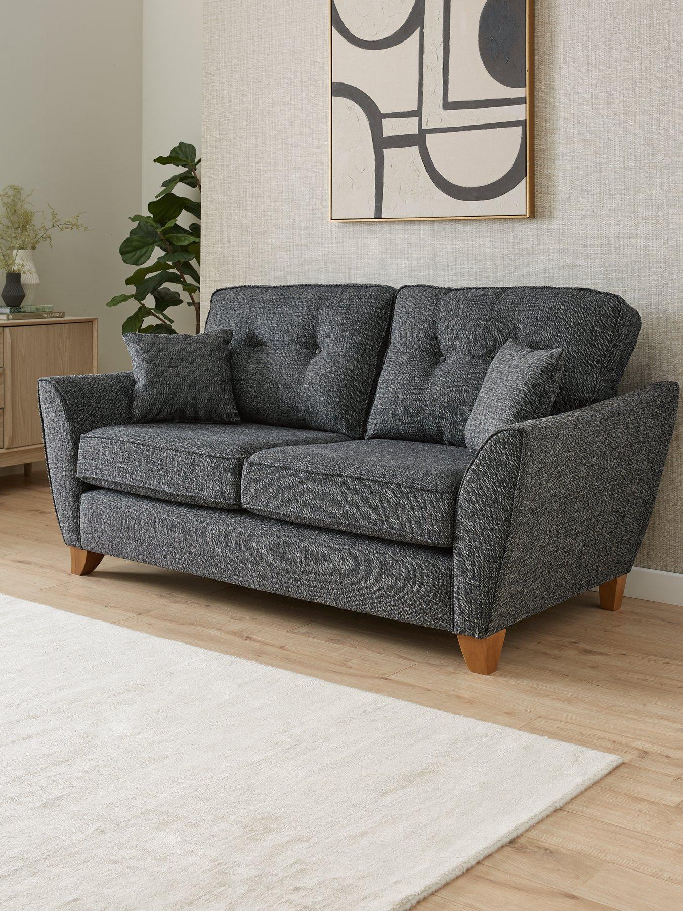 The Very Collection Halstow 2 Seater Fabric Sofa - Charcoal - Made to order in the UK