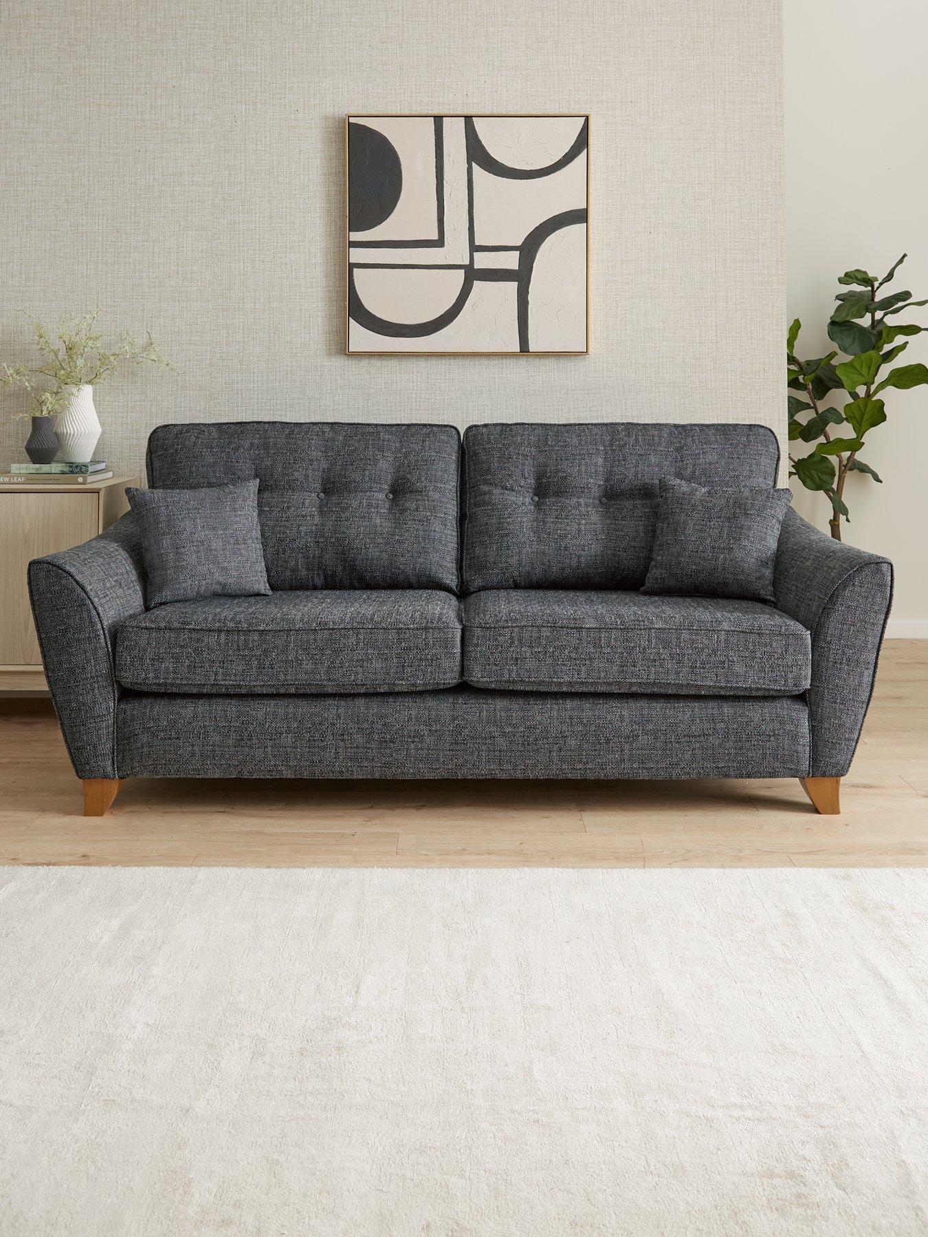 The Very Collection Halstow 3 Seater Fabric Sofa - Charcoal - Made to order in the UK