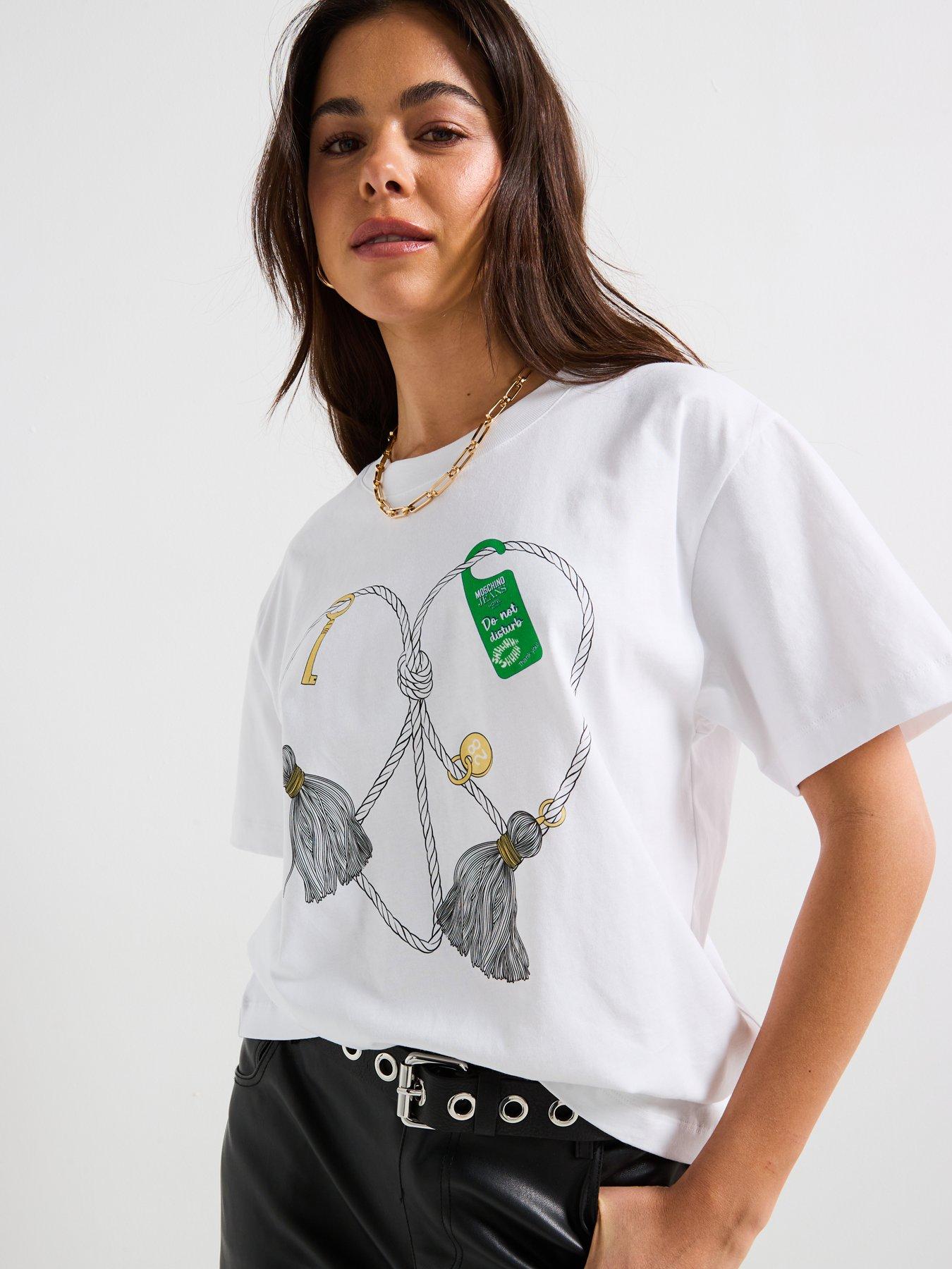  image of moschino-jeans-heart-print-t-shirt-white