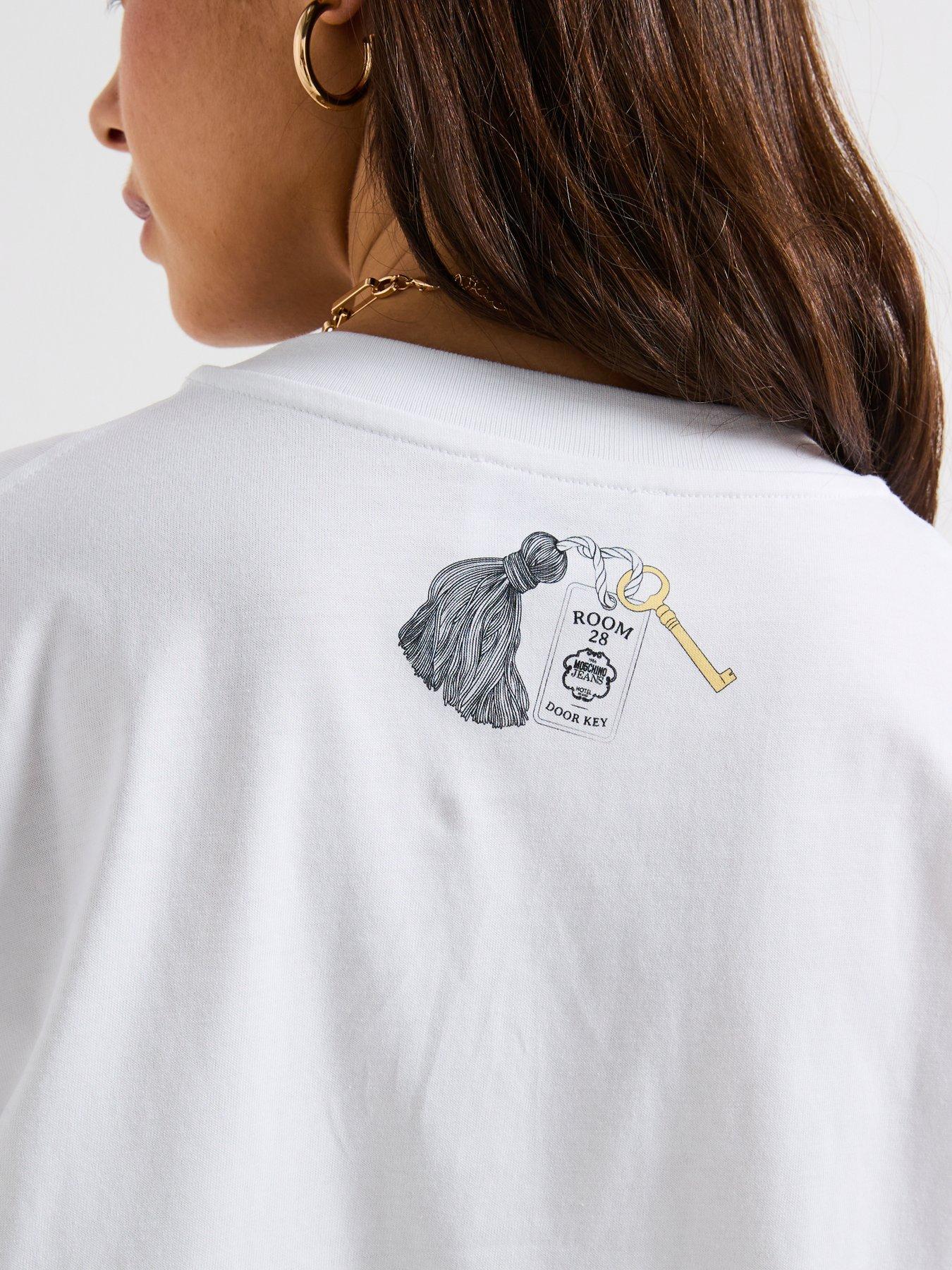  image of moschino-jeans-heart-print-t-shirt-white