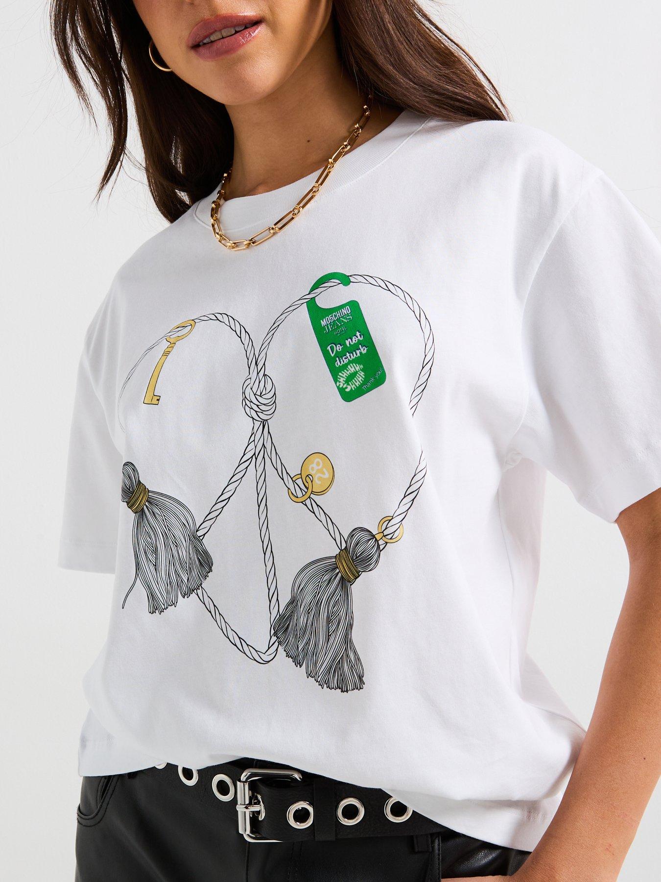  image of moschino-jeans-heart-print-t-shirt-white