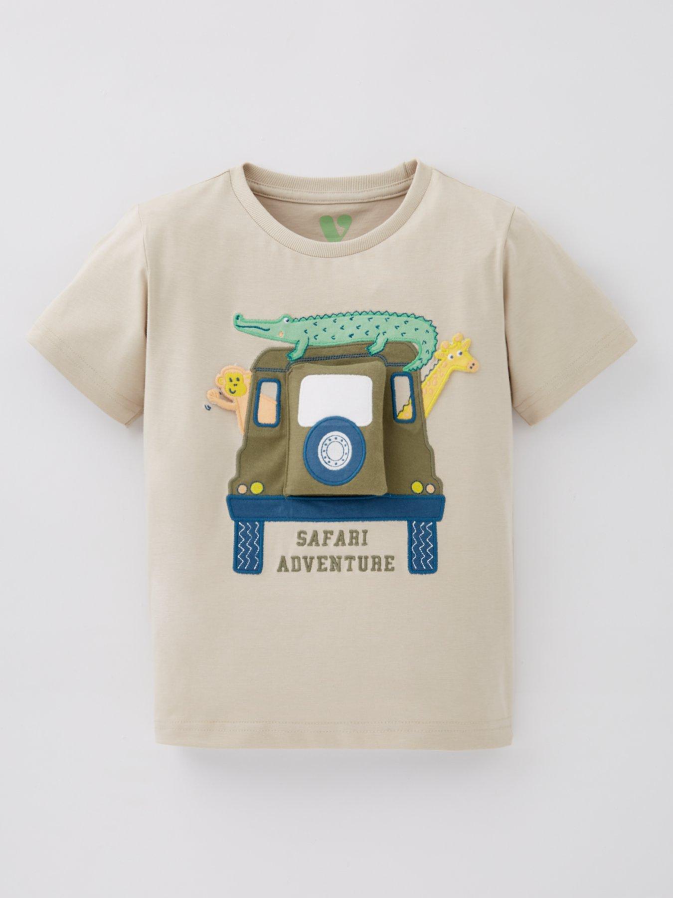  image of mini-v-by-very-boys-safari-3d-effect-t-shirt-beige