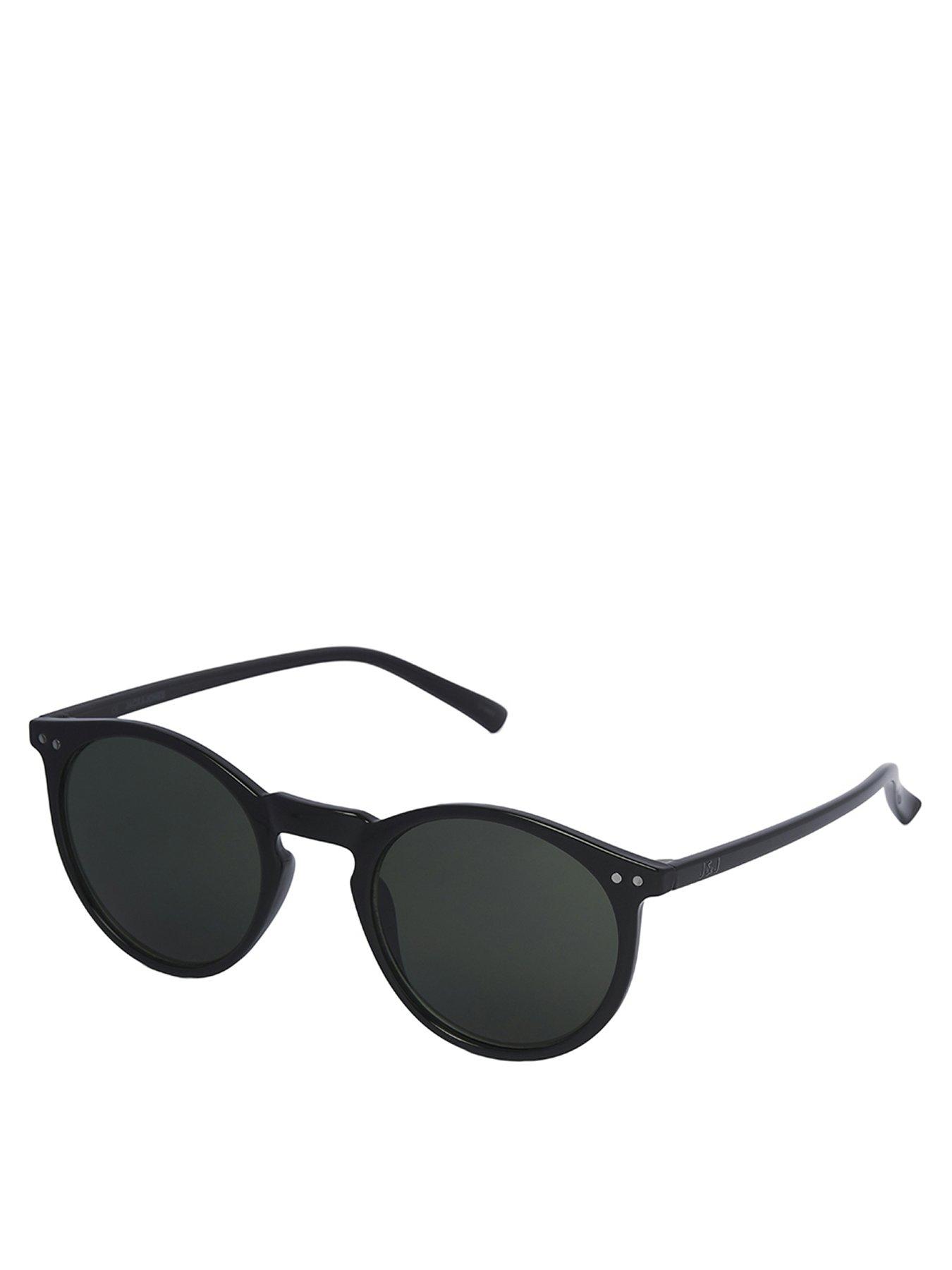  image of jack-jones-ryder-round-sunglasses-black