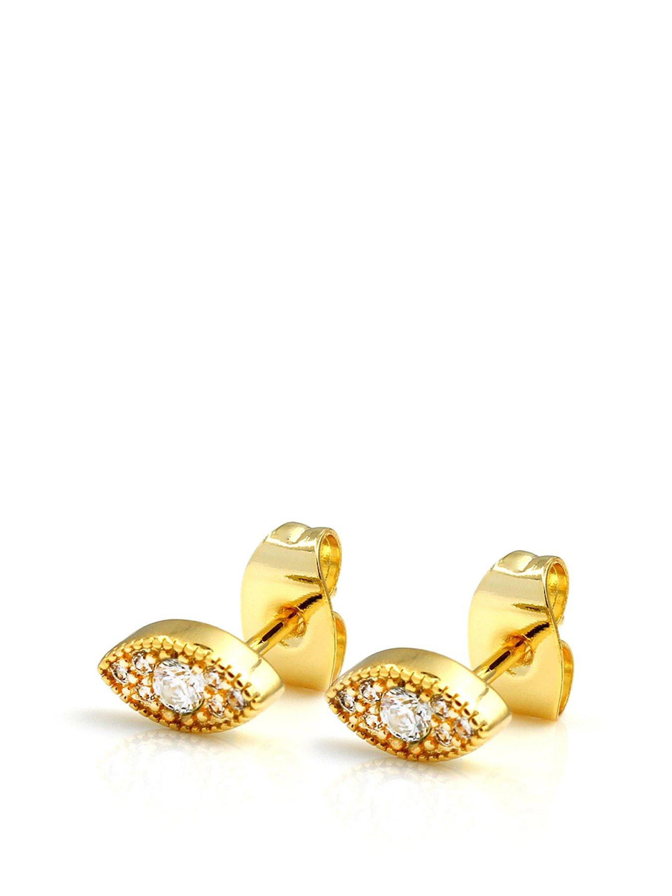 undefined Clear Evil Eye Stud Earrings - Yellow Gold