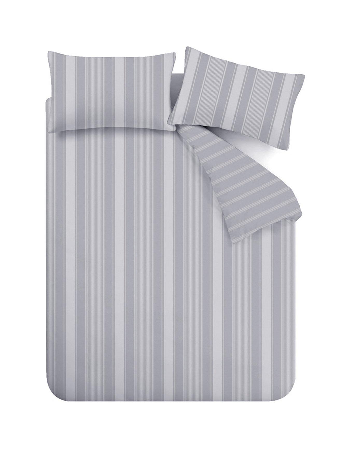  image of bianca-brushed-100-cotton-ticking-stripe-duvet-set