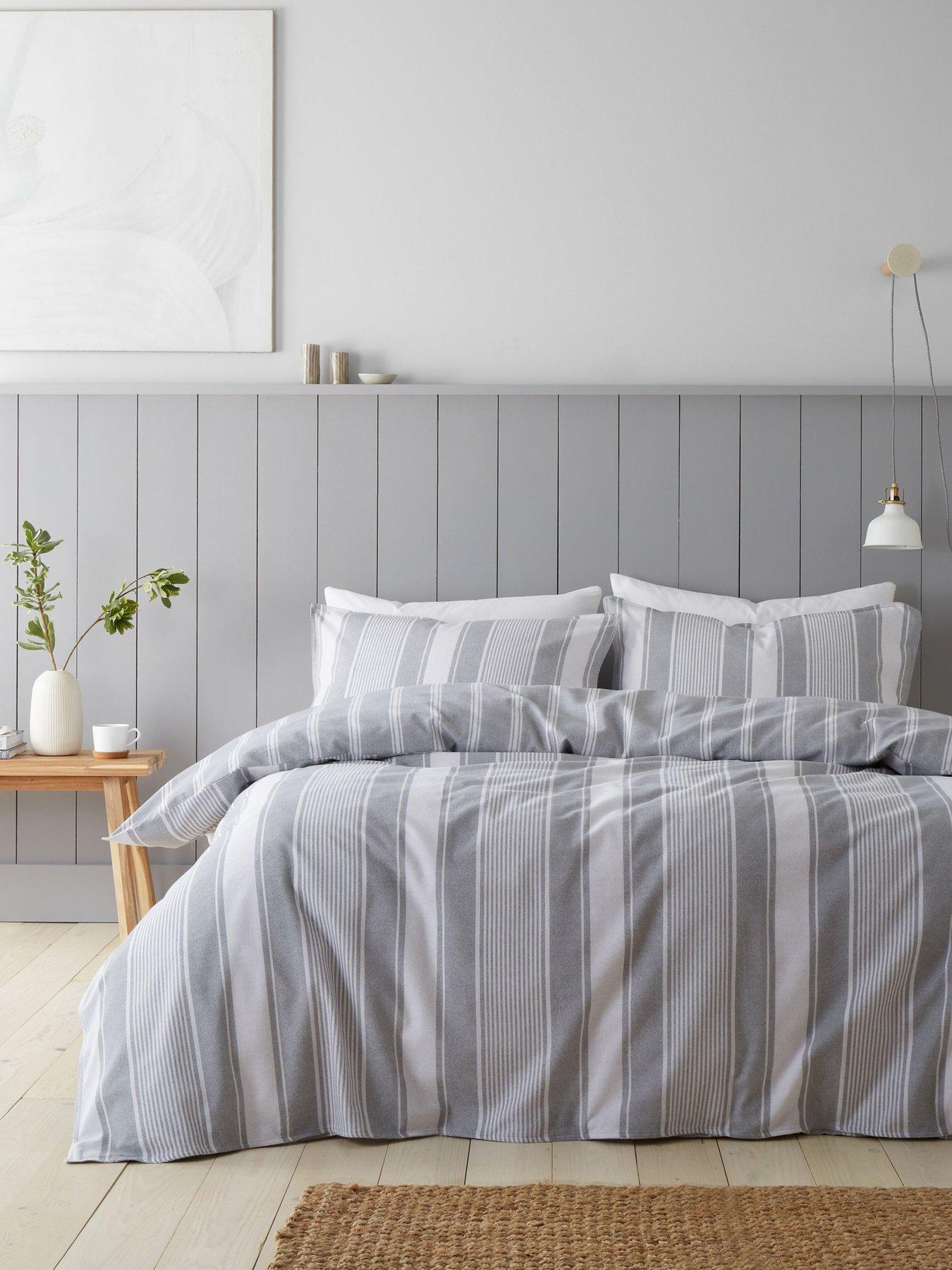  image of bianca-brushed-100-cotton-ticking-stripe-duvet-set