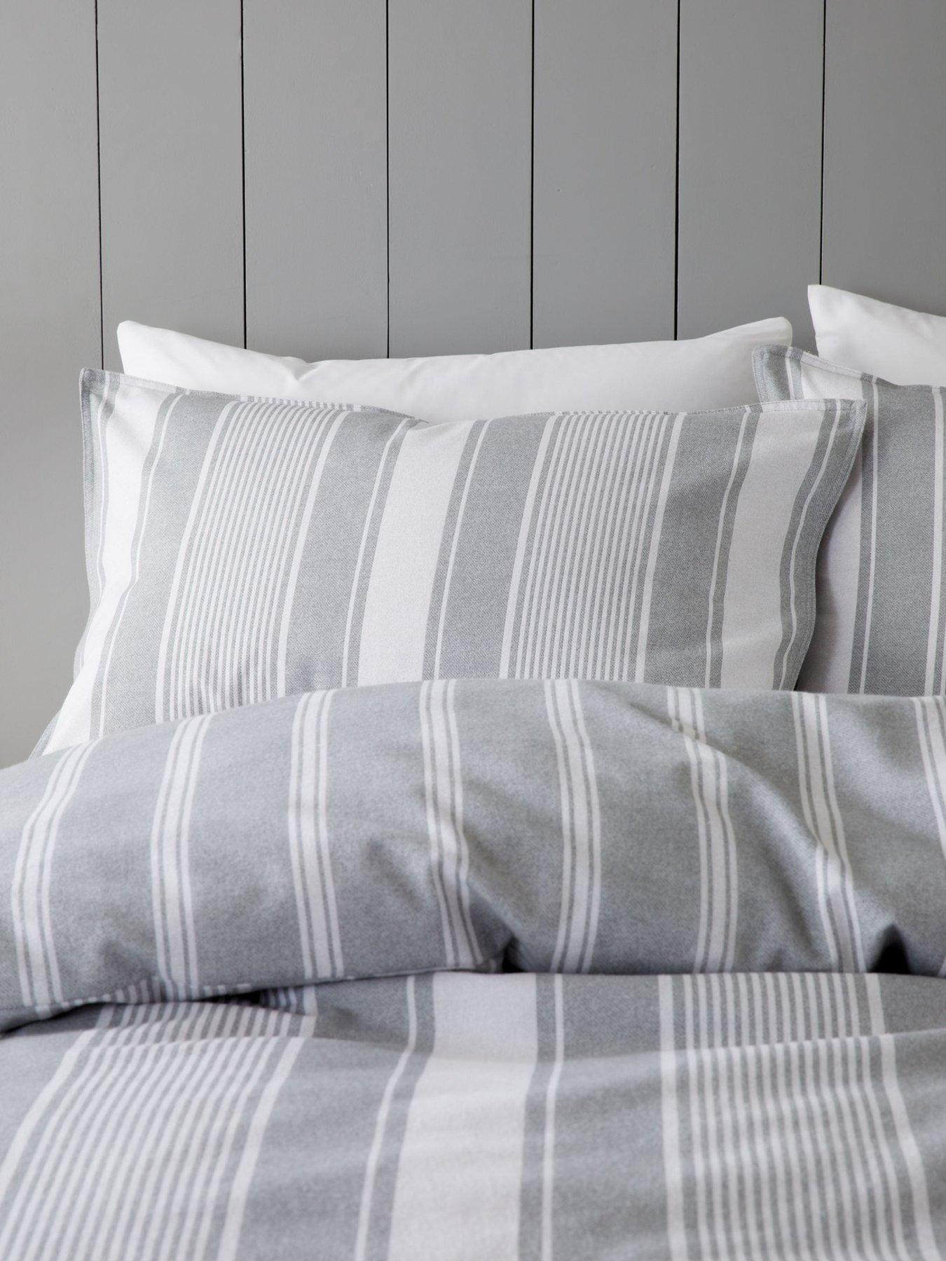  image of bianca-brushed-100-cotton-ticking-stripe-duvet-set