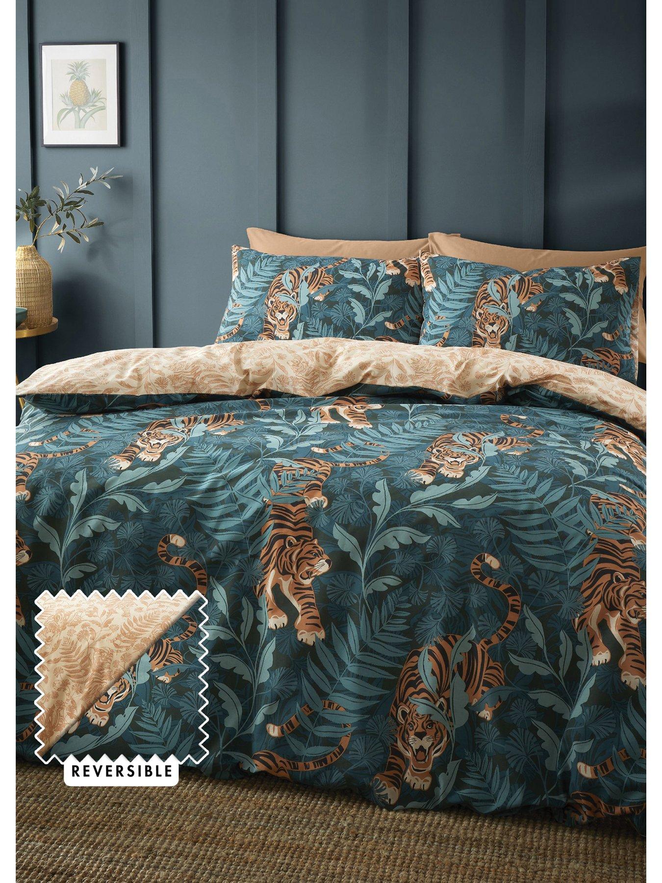 Catherine Lansfield Tropic Tiger Leaf Duvet Cover Set