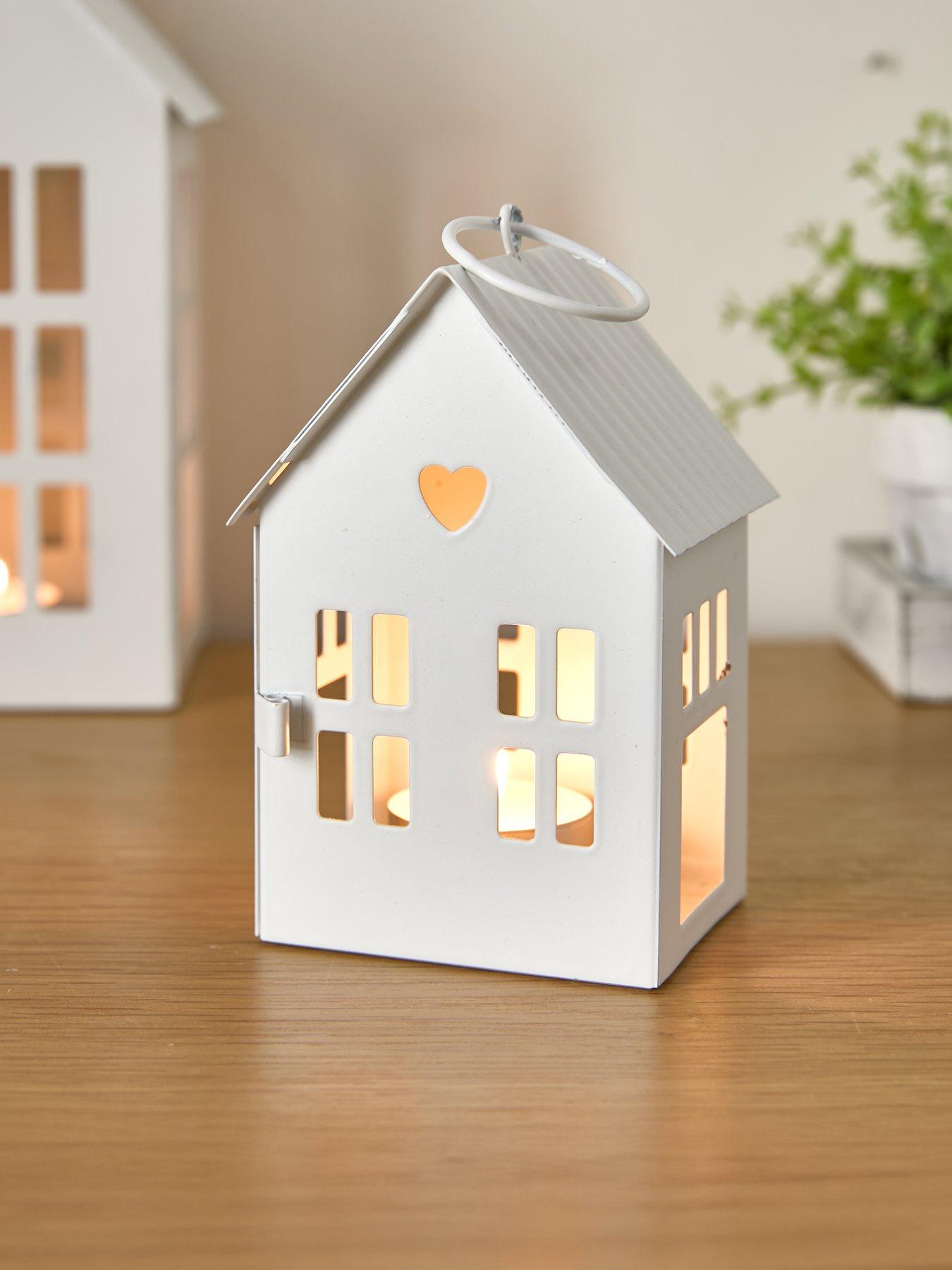 undefined 14 cm Townhouse Lantern Tea Light Holder - White