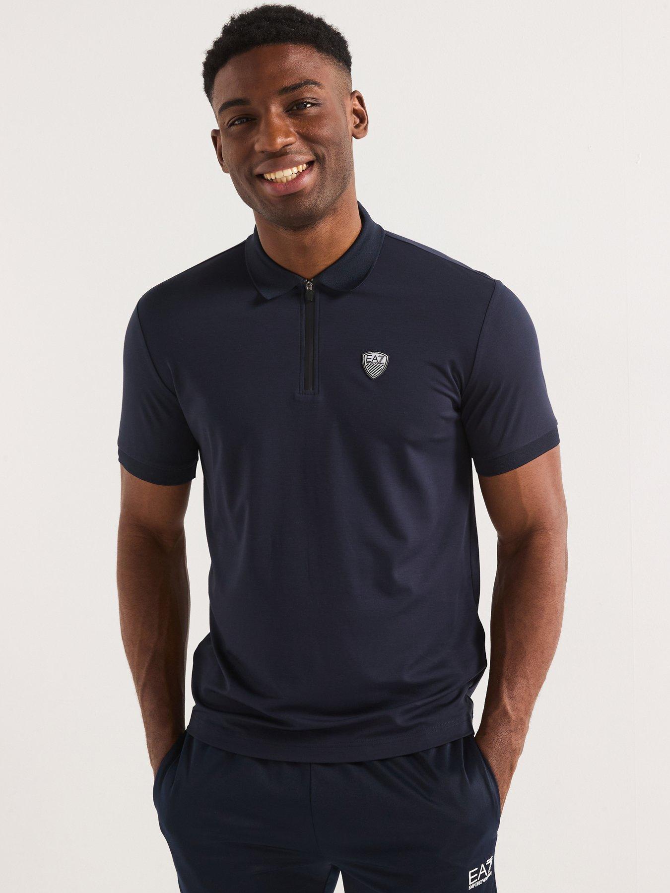 Image 1 of 5 of EA7 Emporio Armani Premium Shield Polo Shirt - Dark Blue