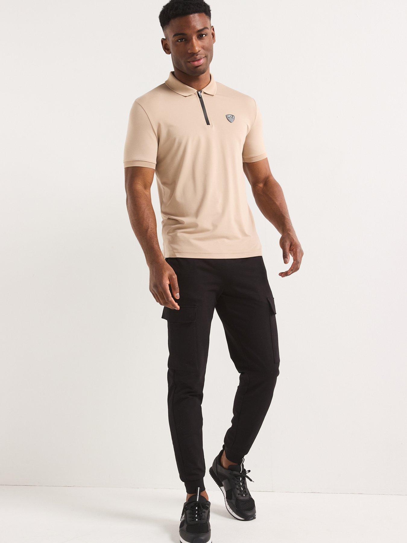  image of ea7-emporio-armani-premium-shield-polo-shirt-beige