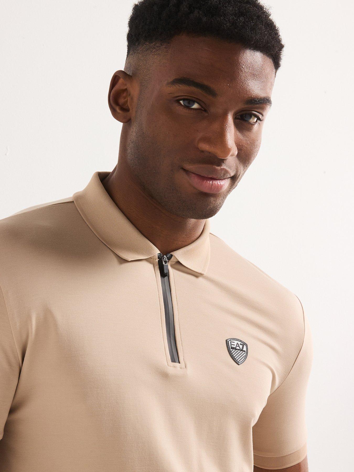  image of ea7-emporio-armani-premium-shield-polo-shirt-beige