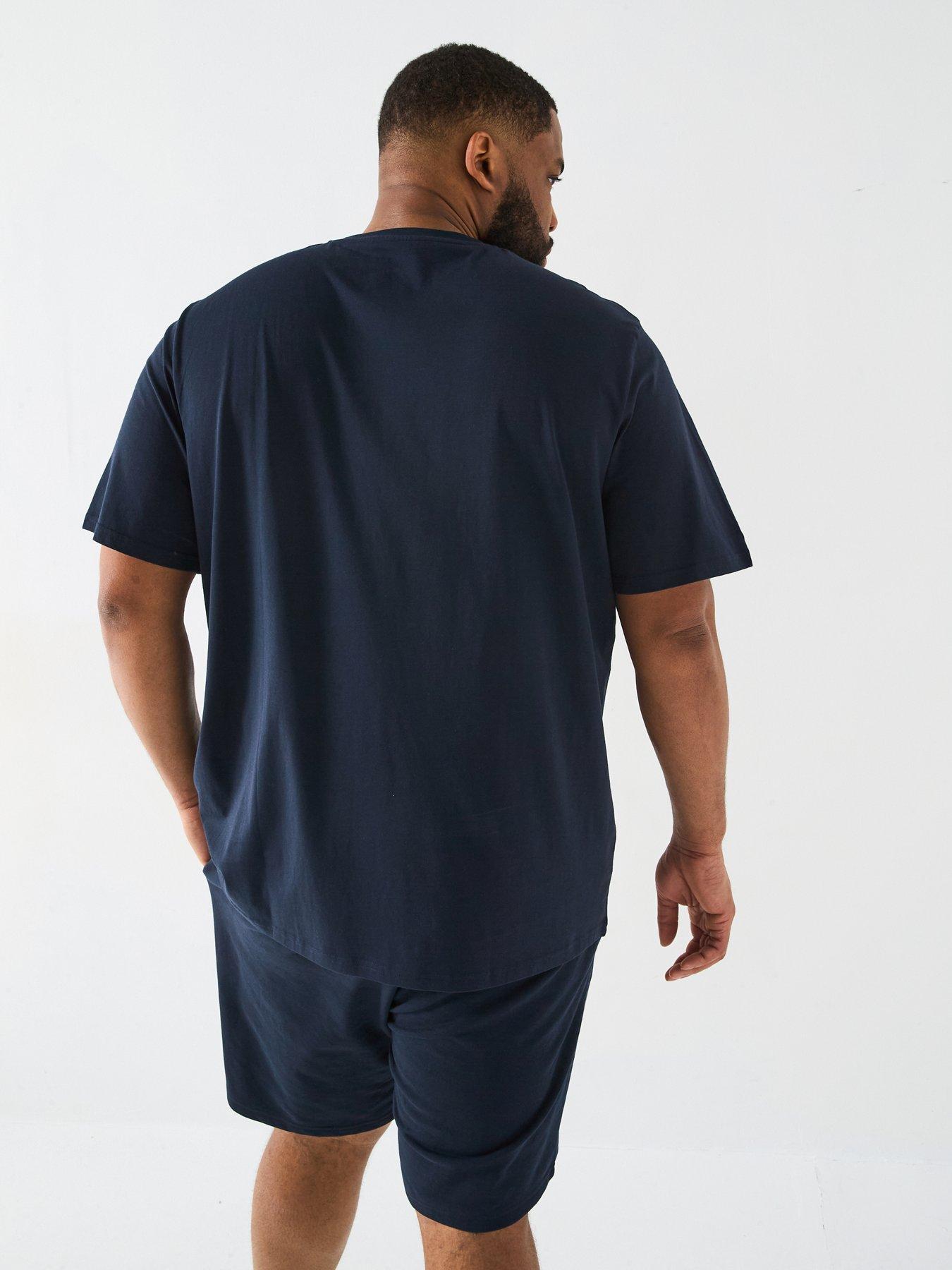  image of jack-jones-big-tall-star-t-shirt-sweat-shorts-set-dark-navy