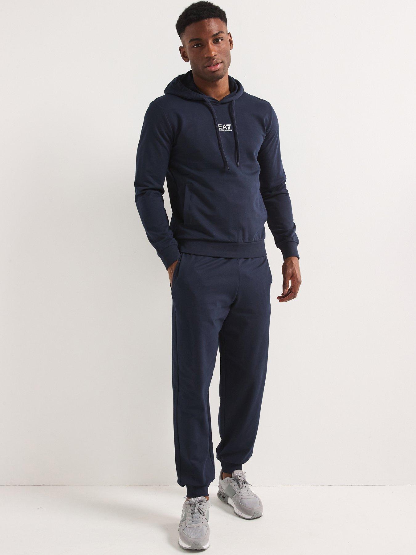  image of ea7-emporio-armani-train-core-id-hooded-tracksuit-dark-blue