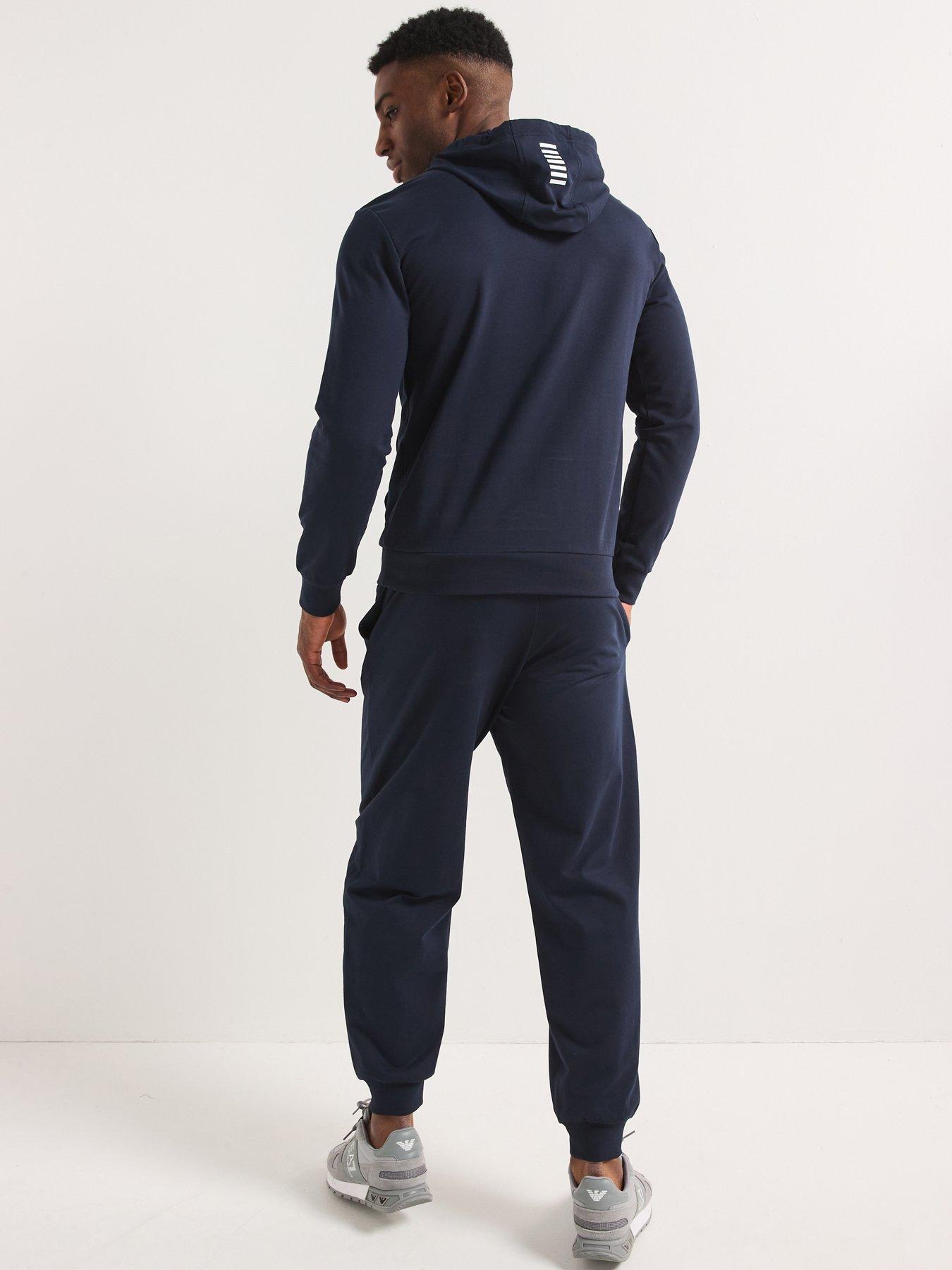  image of ea7-emporio-armani-train-core-id-hooded-tracksuit-dark-blue