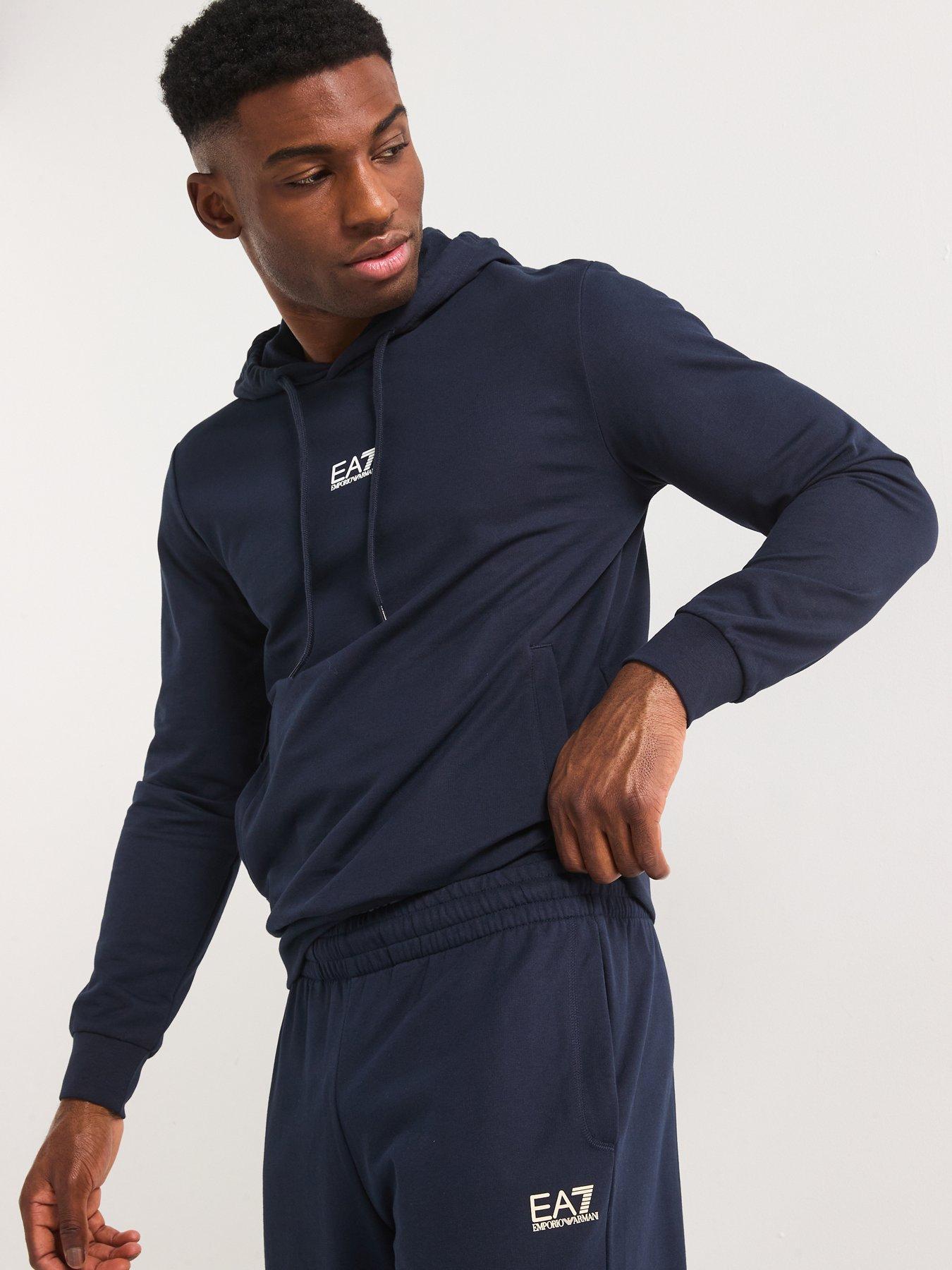  image of ea7-emporio-armani-train-core-id-hooded-tracksuit-dark-blue