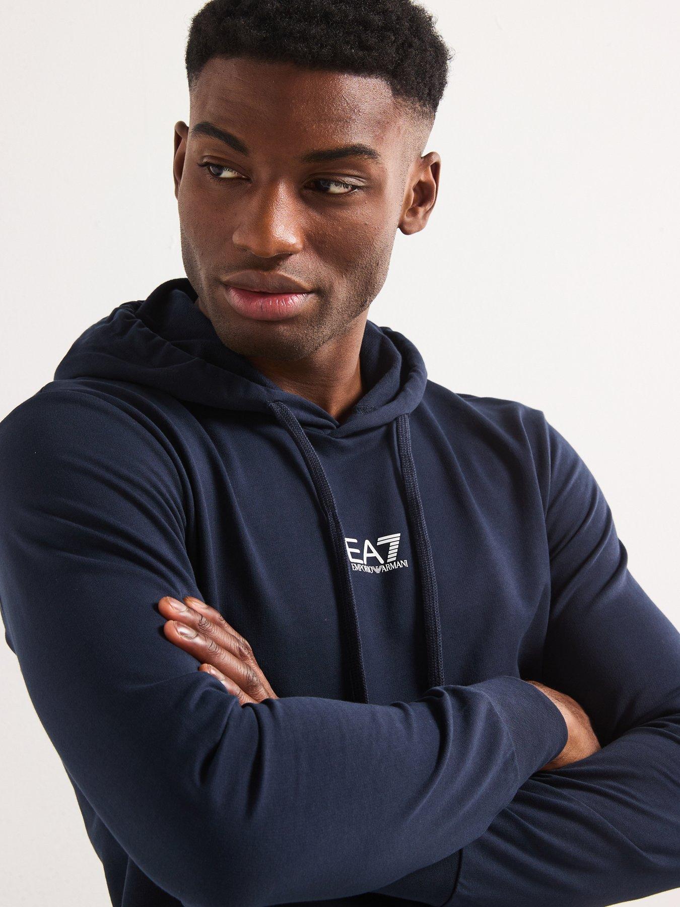  image of ea7-emporio-armani-train-core-id-hooded-tracksuit-dark-blue