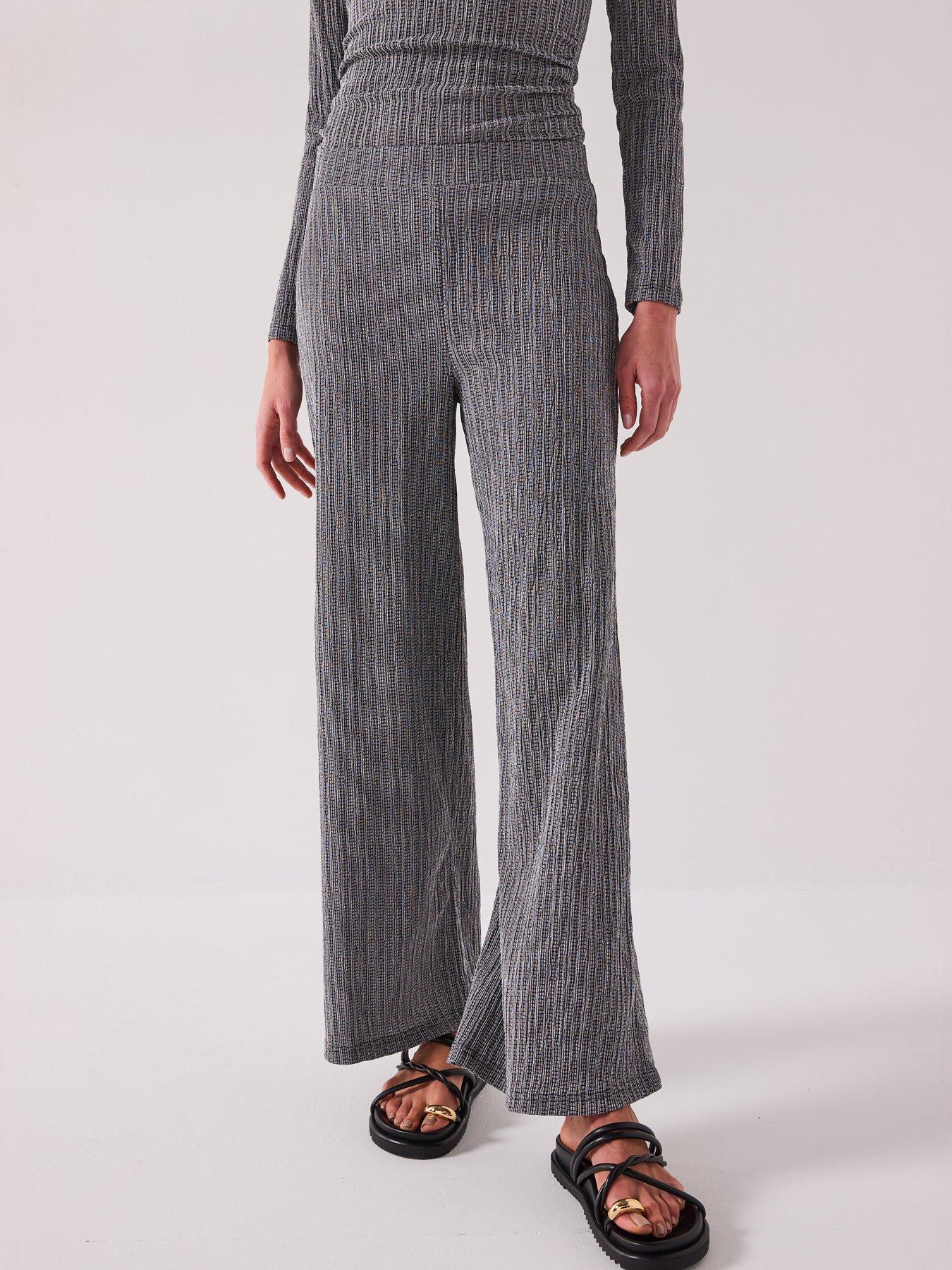  image of v-by-very-textured-wide-leg-trouser-co-ord-mono