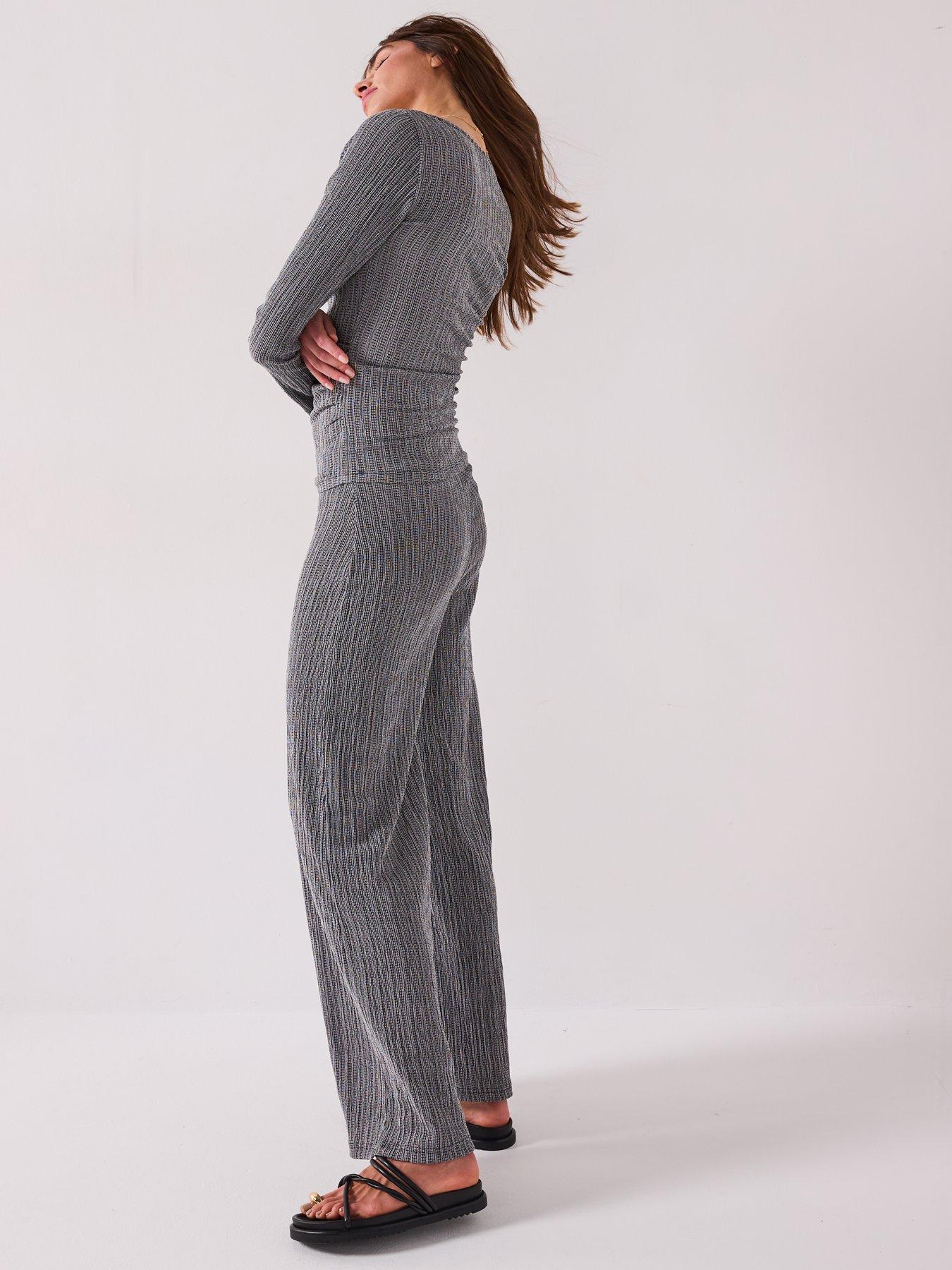  image of v-by-very-textured-wide-leg-trouser-co-ord-mono