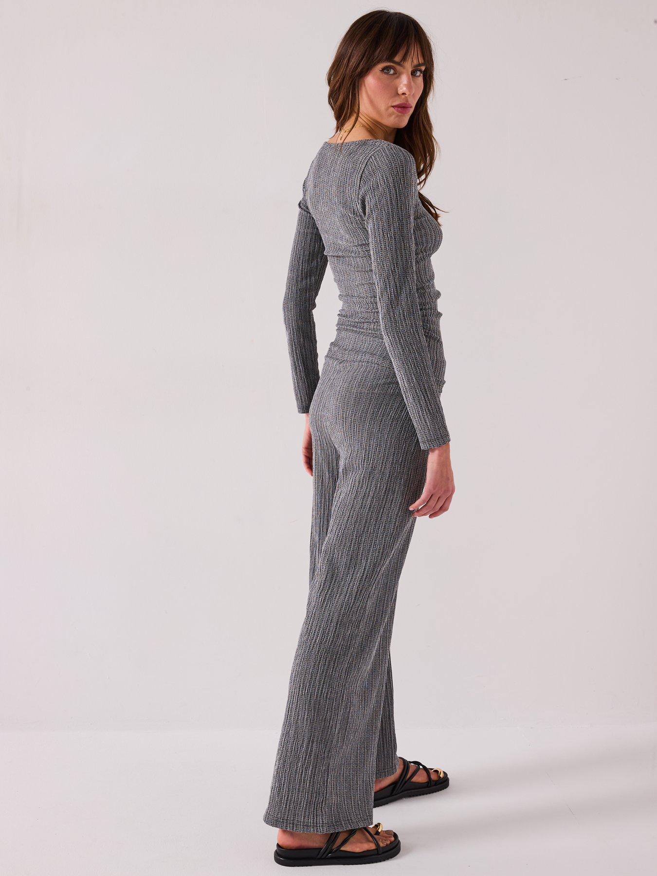  image of v-by-very-textured-wide-leg-trouser-co-ord-mono