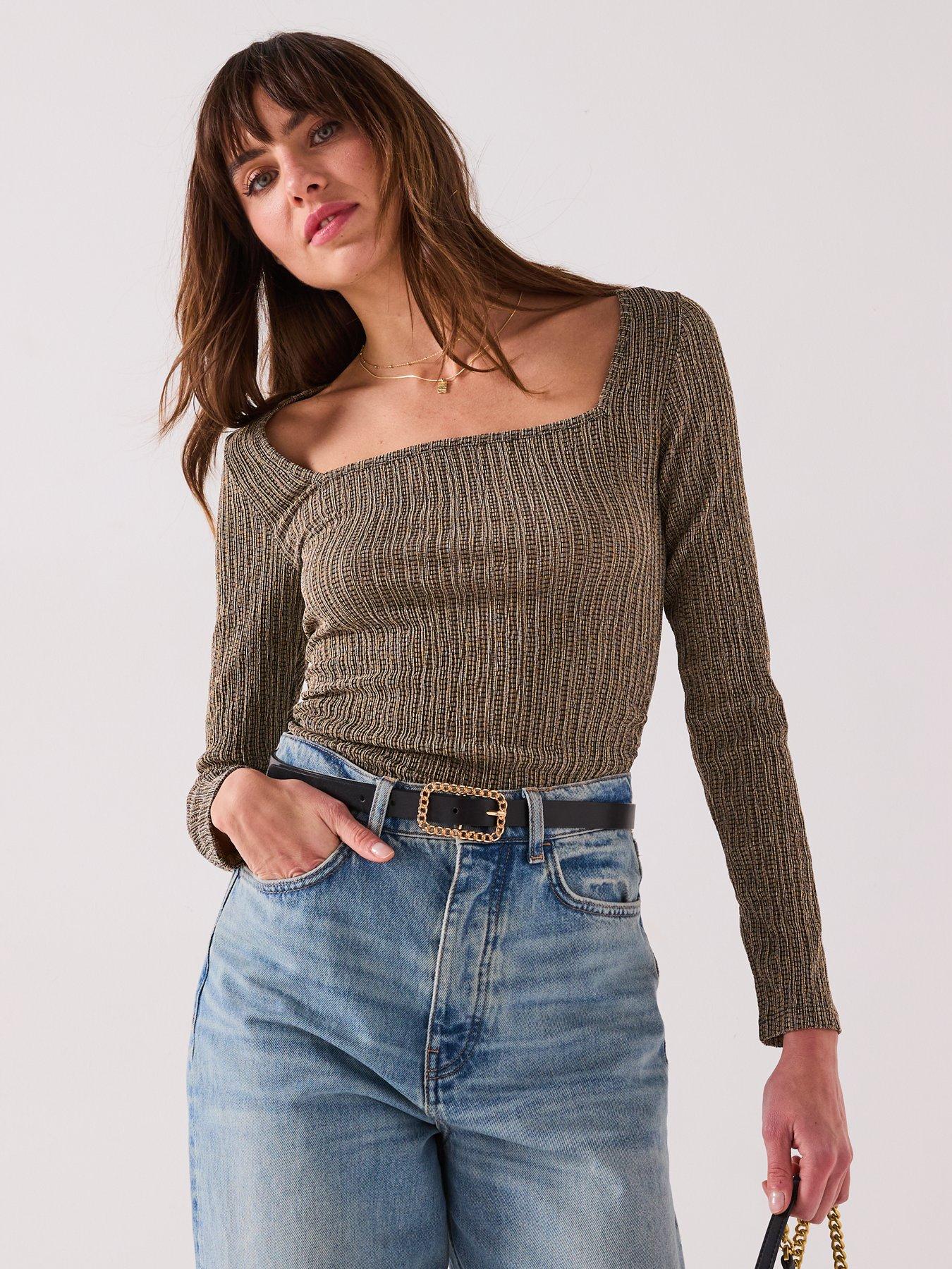 Image 1 of 6 of V by Very Textured Long Sleeve Top Co-Ord - Mono